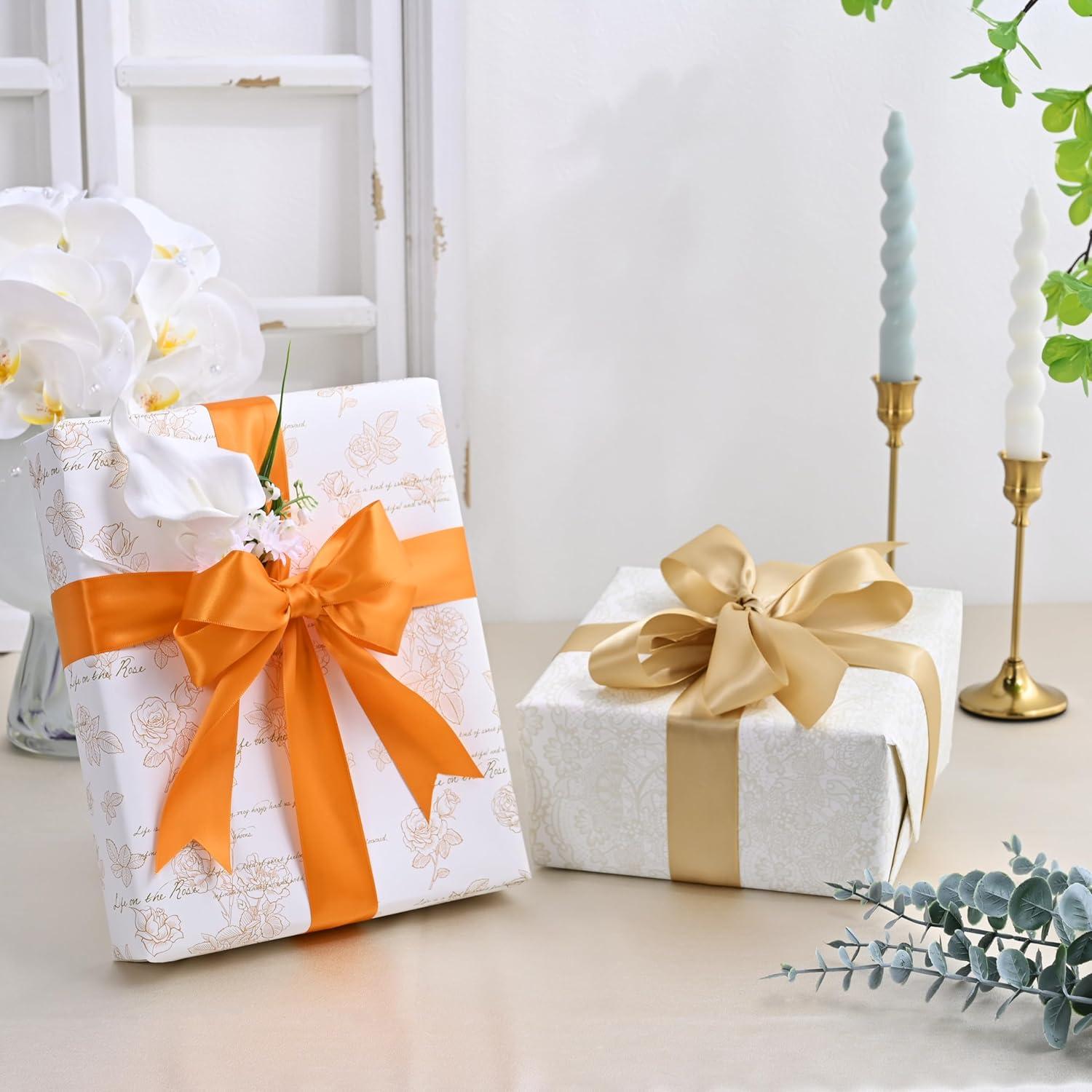 Cinta de satén naranja LEEQE 3.81 cm x 45.72 m para manualidades