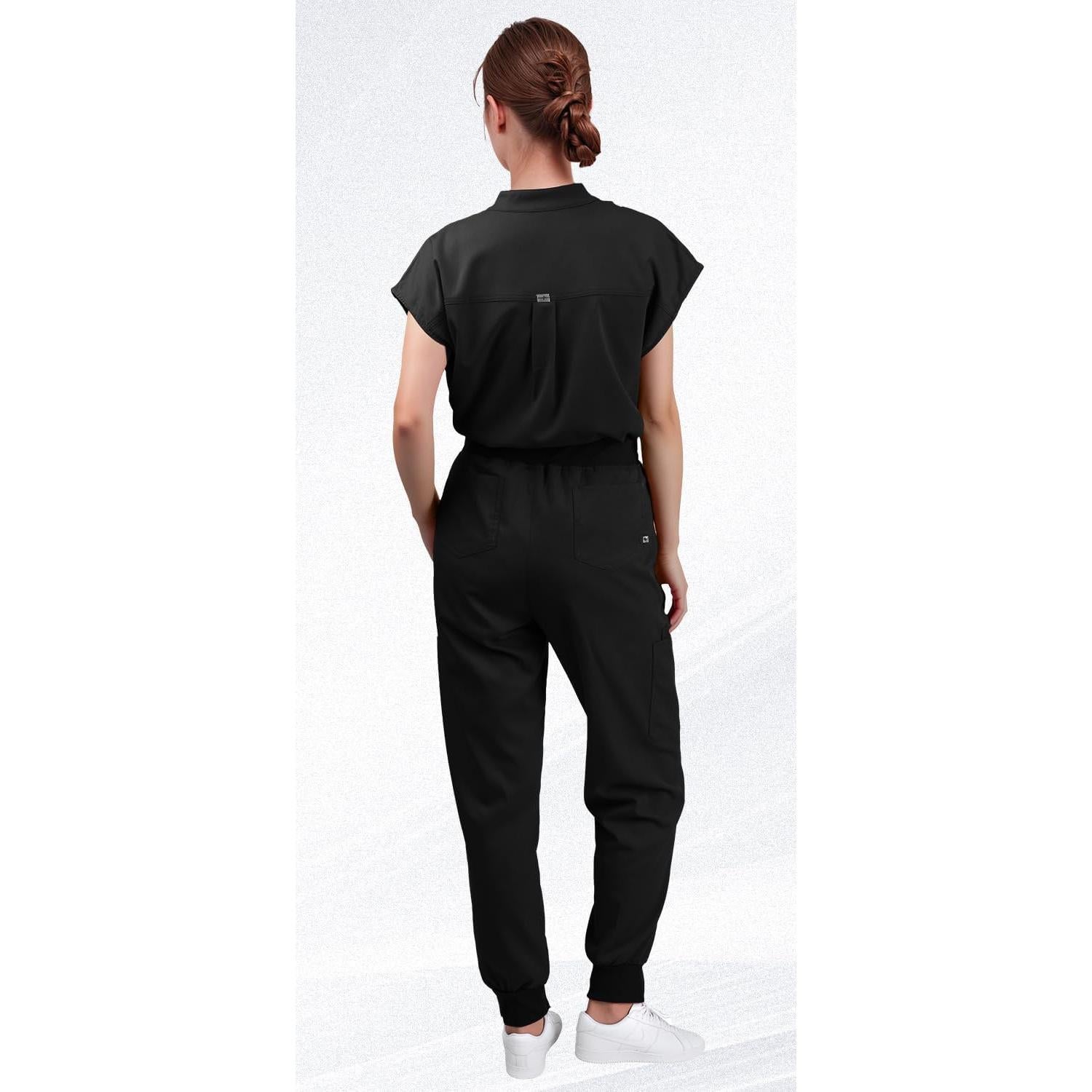 Conjunto de Scrubs para Mujeres Eadflie - Top Sin Mangas y Pantalones Jogger 8 Bolsillos