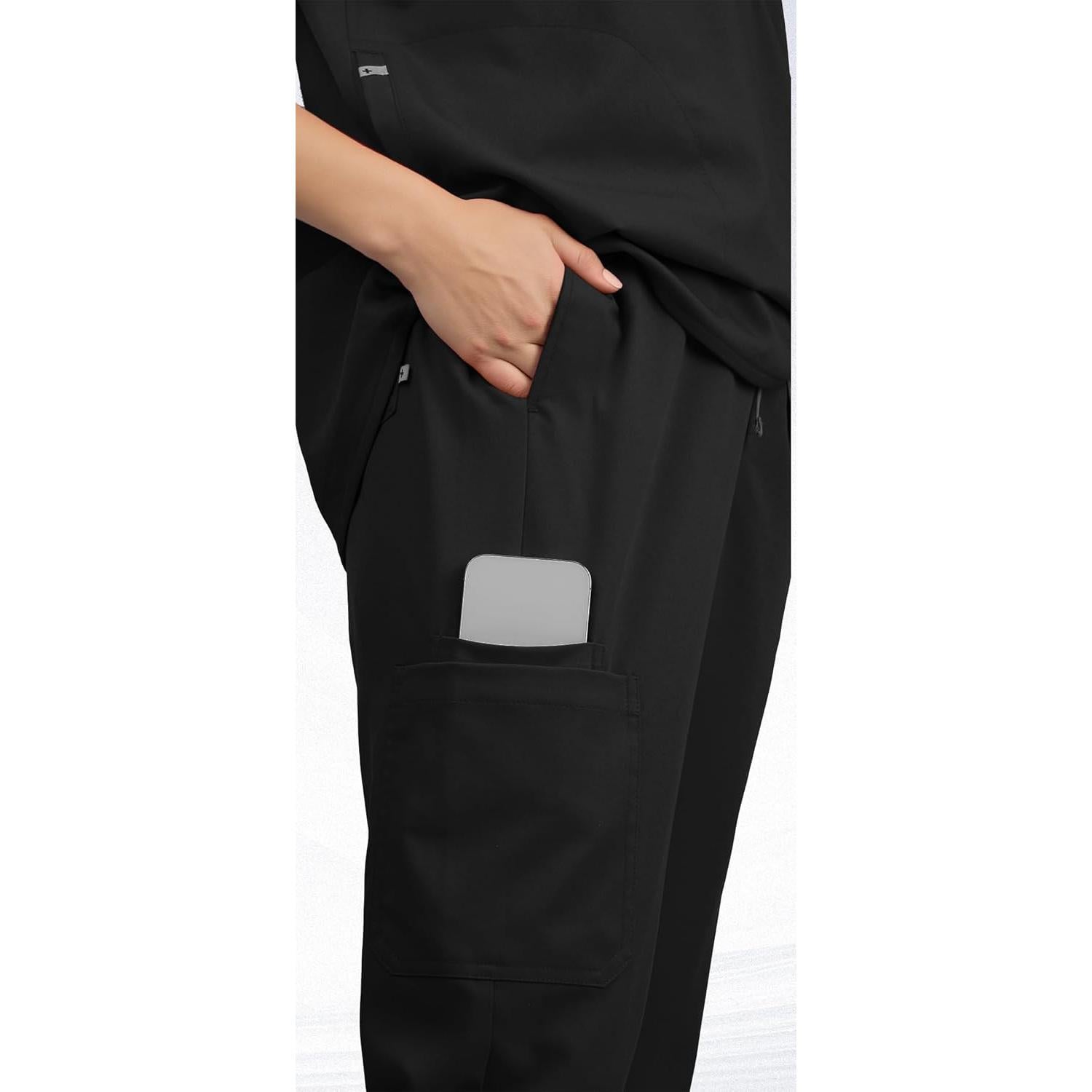 Conjunto de Scrubs para Mujeres Eadflie - Top Sin Mangas y Pantalones Jogger 8 Bolsillos