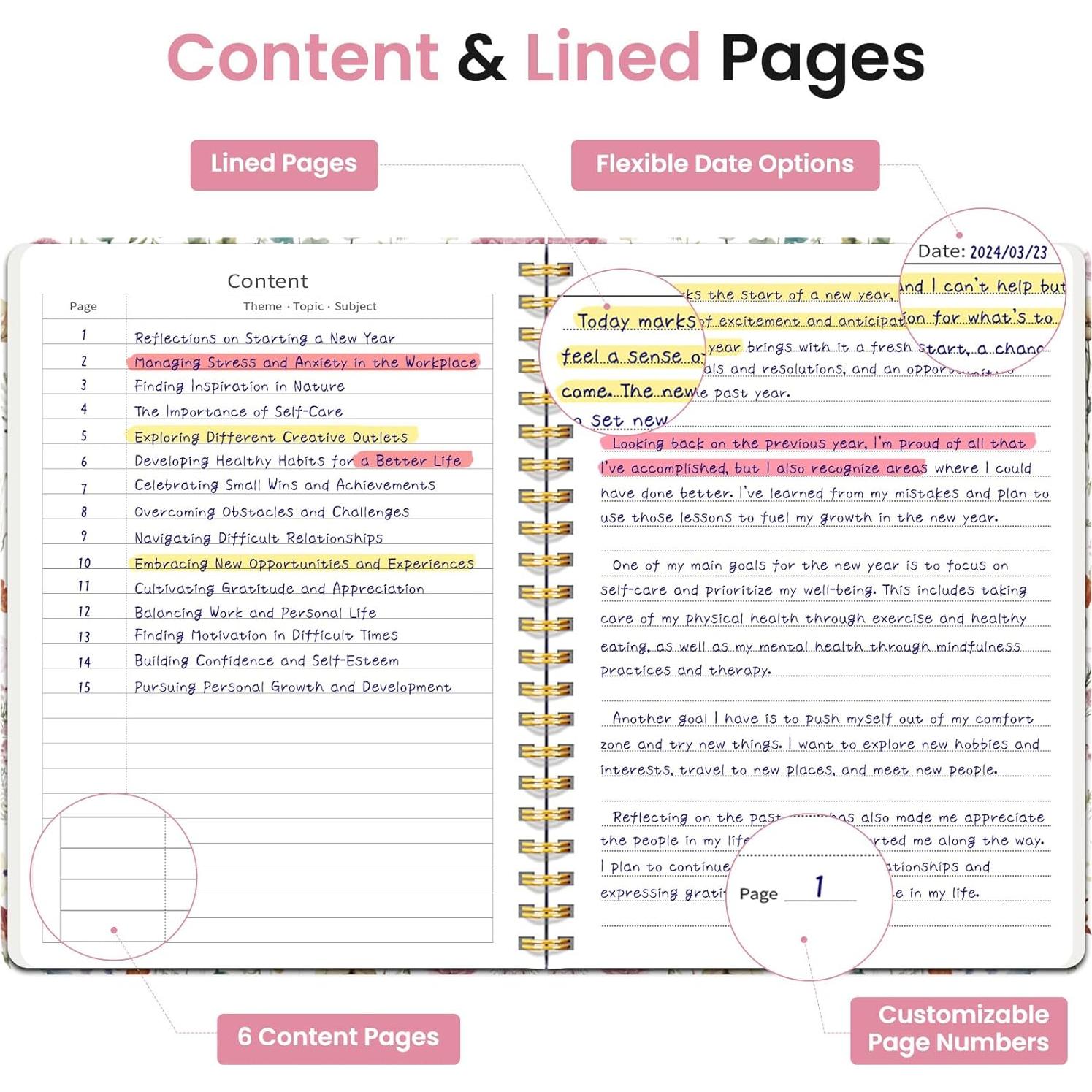 Cuaderno Espiral Taja A5 Floral 140 Páginas Rayadas