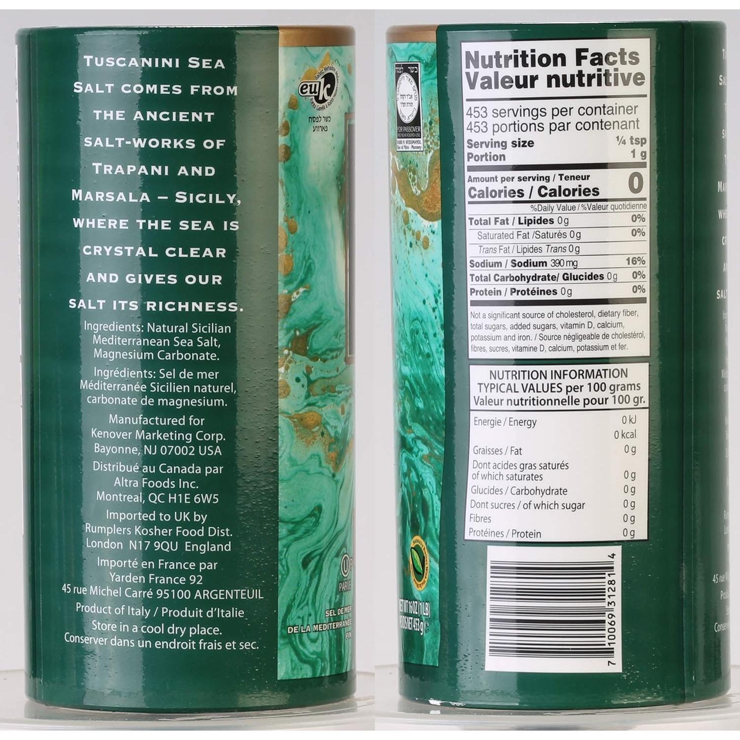 Sal Marina Fina Tuscanini 453g Kosher Mediterránea de Italia