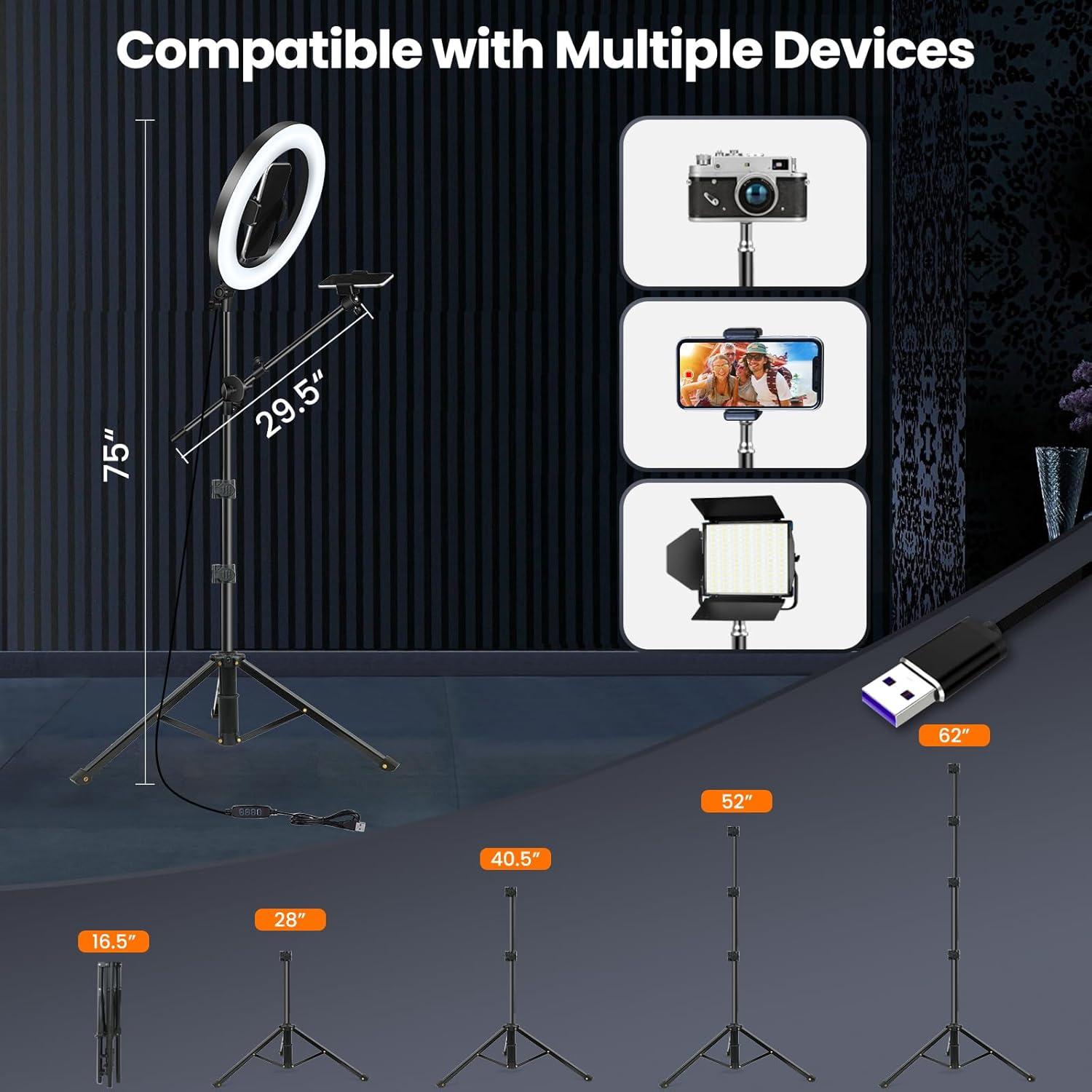 Luz de Anillo LUXSURE 10.5" con Trípode y Control Remoto