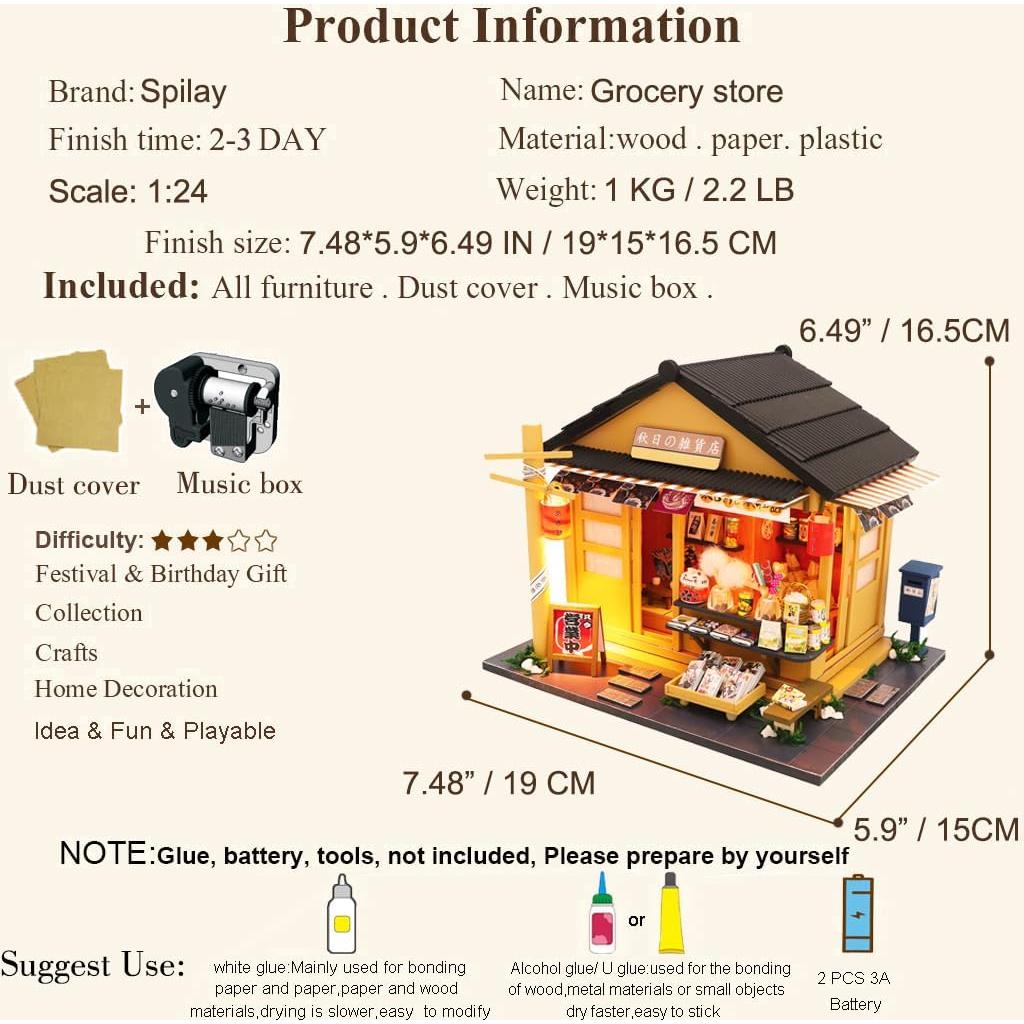 Kit Casa de Muñecas Miniatura Spilay DIY con Muebles LED