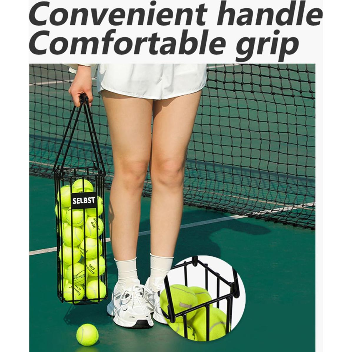 Cesta Recogedora de Pelotas de Tenis Selbst con Bolsa de Malla