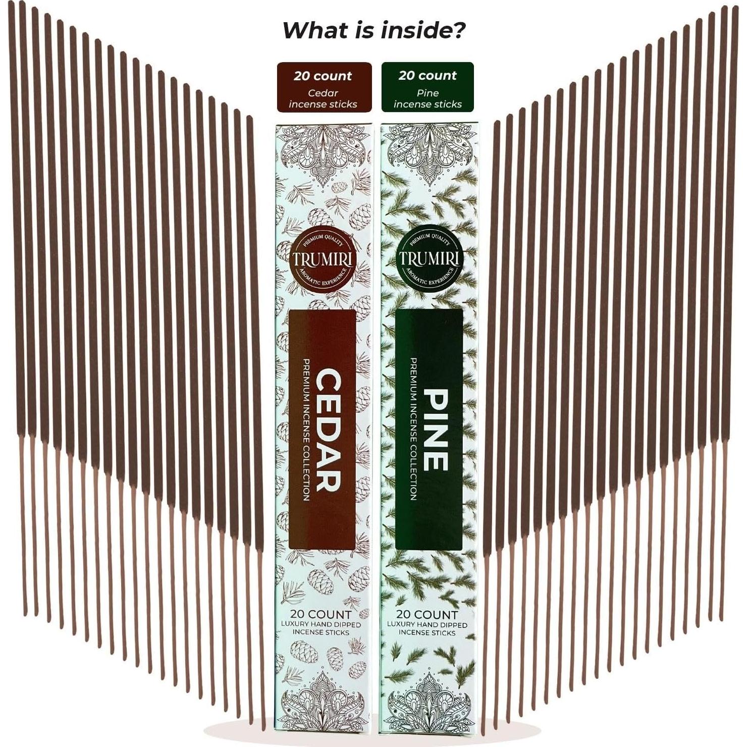 Varitas de Incienso Trumiri - 40 Piezas Cedro y Pino