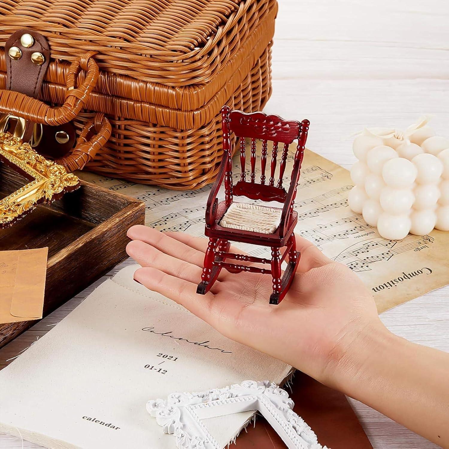Sillas Mecedoras de Madera Sumind 1:12 para Casa de Muñecas