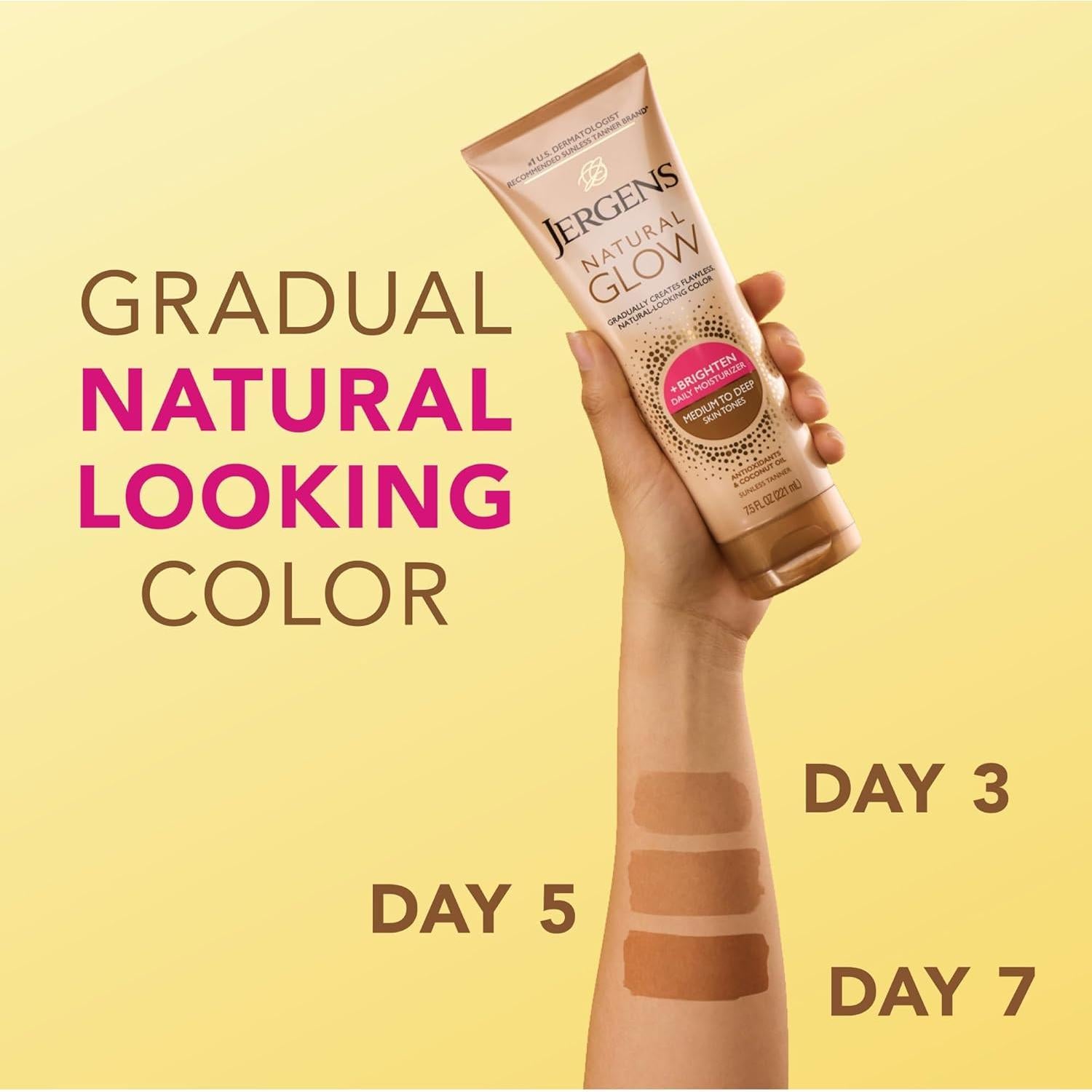 Loción Autobronceadora Jergens Natural Glow 212 g - Hidratante Diario Medio a Oscuro