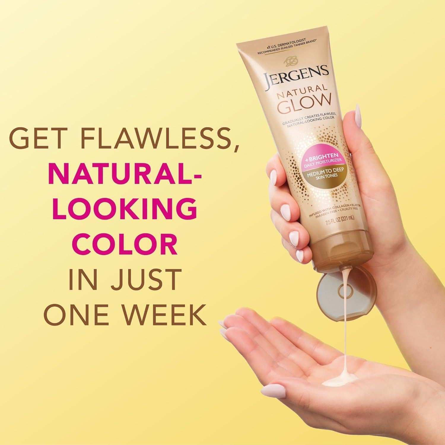 Loción Autobronceadora Jergens Natural Glow 212 g - Hidratante Diario Medio a Oscuro