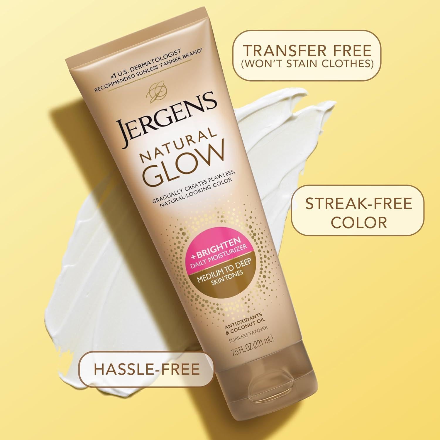 Loción Autobronceadora Jergens Natural Glow 212 g - Hidratante Diario Medio a Oscuro