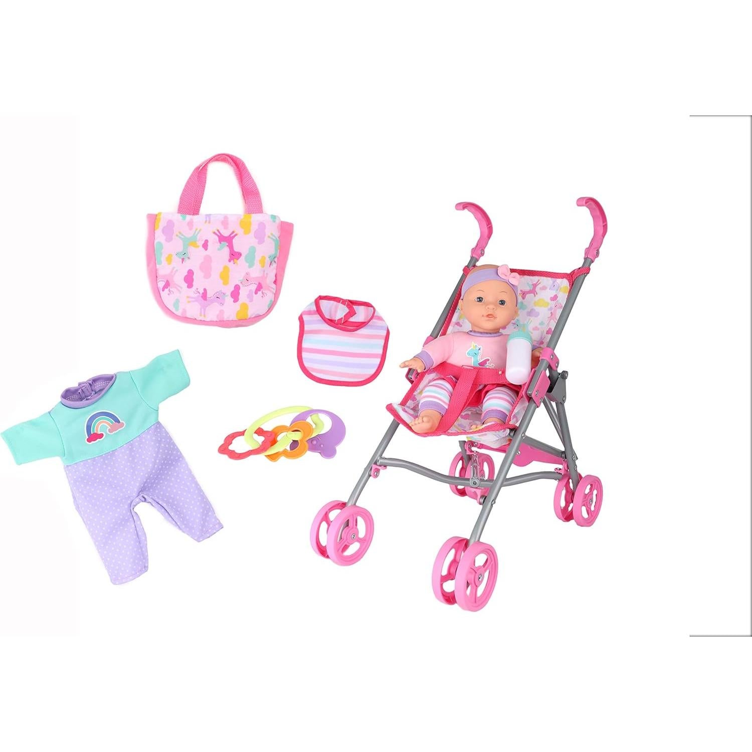 Set de Muñeca Bebé con Cochecito Fonerange 30.48 cm