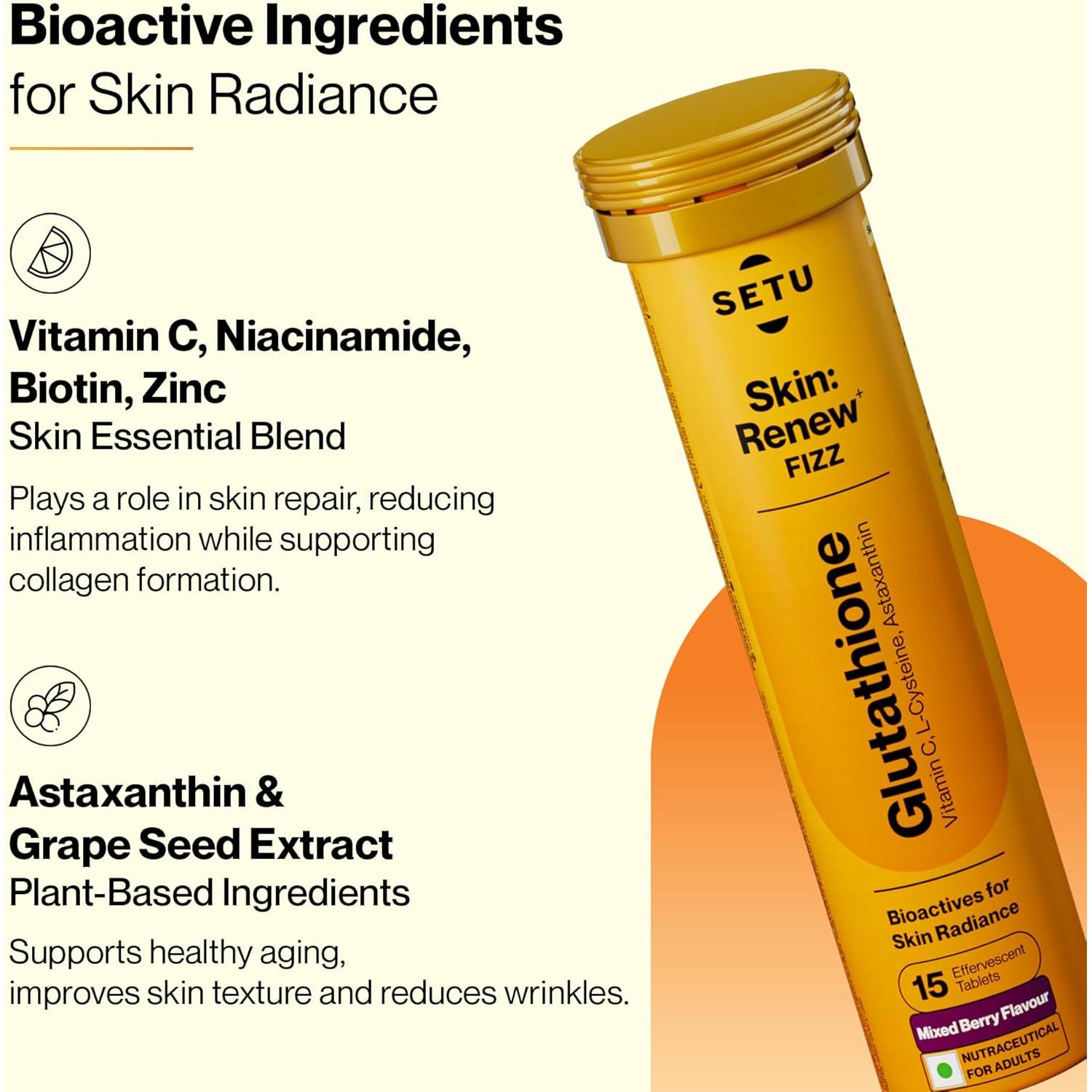 Setu Tabletas Efervescentes de Glutatión 500mg Frutos Rojos