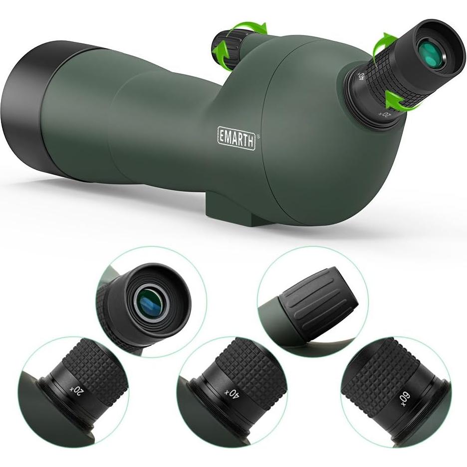 Telescopio Emarth 20-60x60 BAK4 Impermeable con Trípode