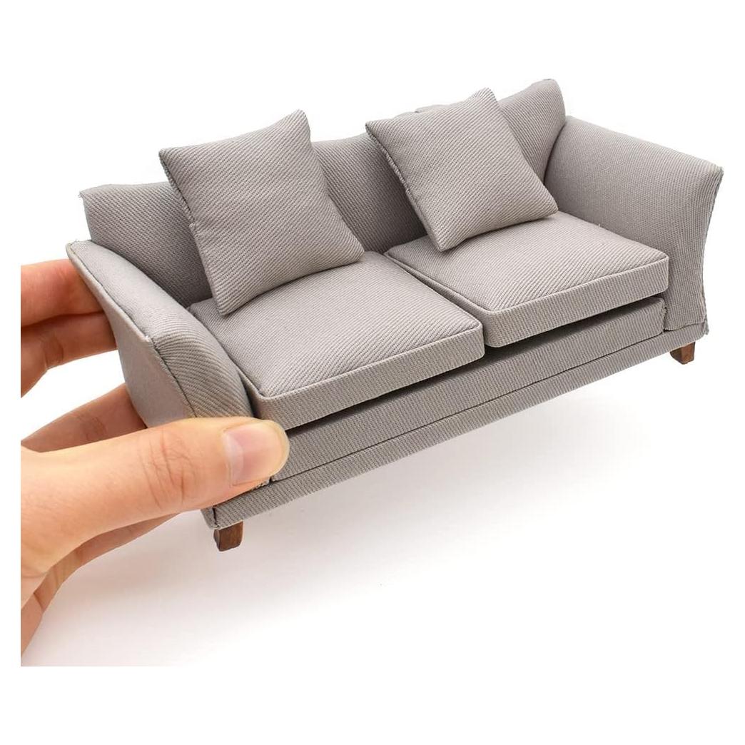 Sofá Miniatura iLAND para Casa de Muñecas Caqui 1:12