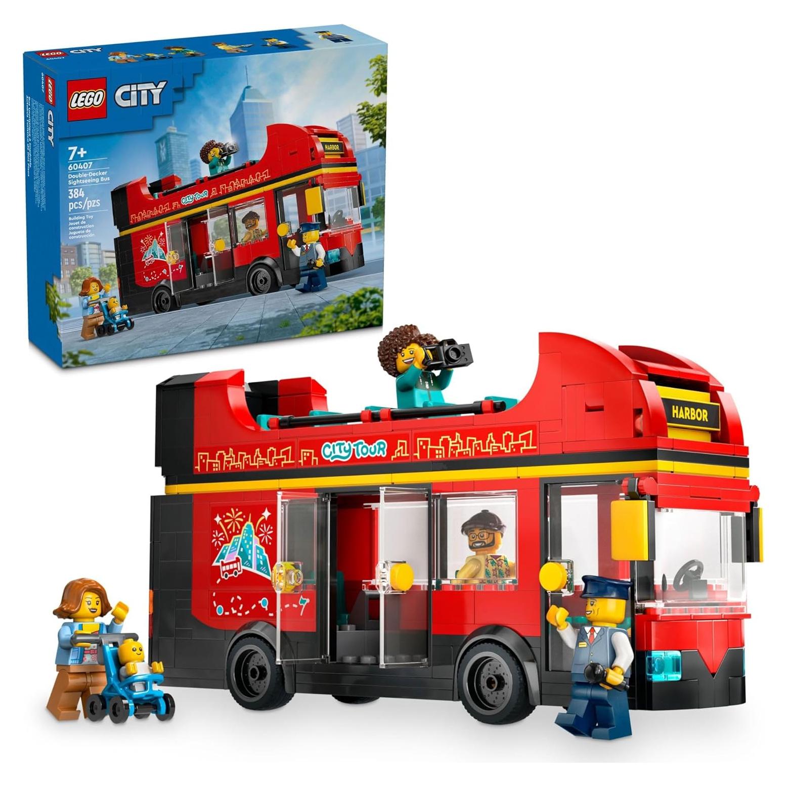 Autobús Turístico Rojo de Dos Pisos LEGO City 60407 - 5 Minifiguras