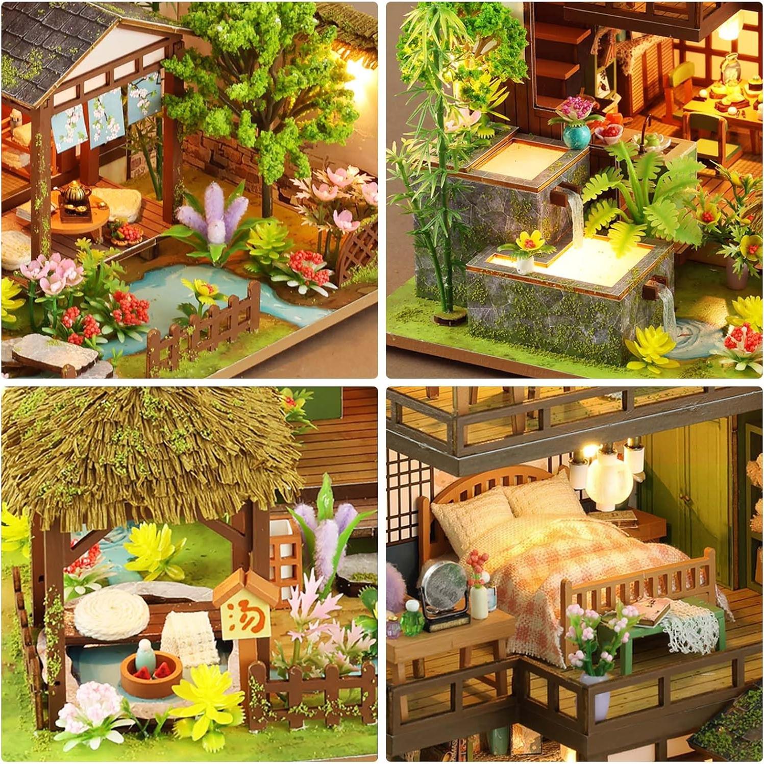 Kit de Casa de Muñecas DIY PINYUE Patio de Primavera 1.44 kg