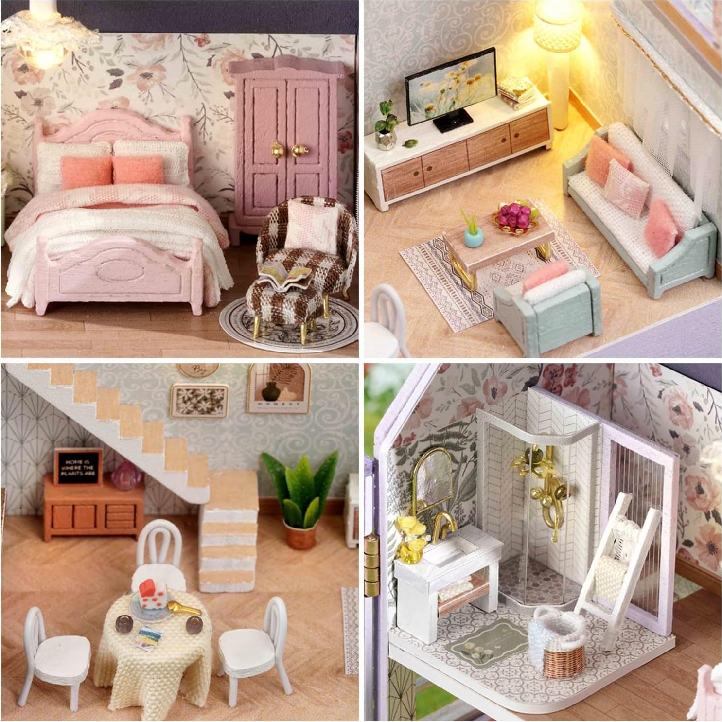 Casa de Muñecas Miniatura CUTEROOM DIY con Muebles y LED