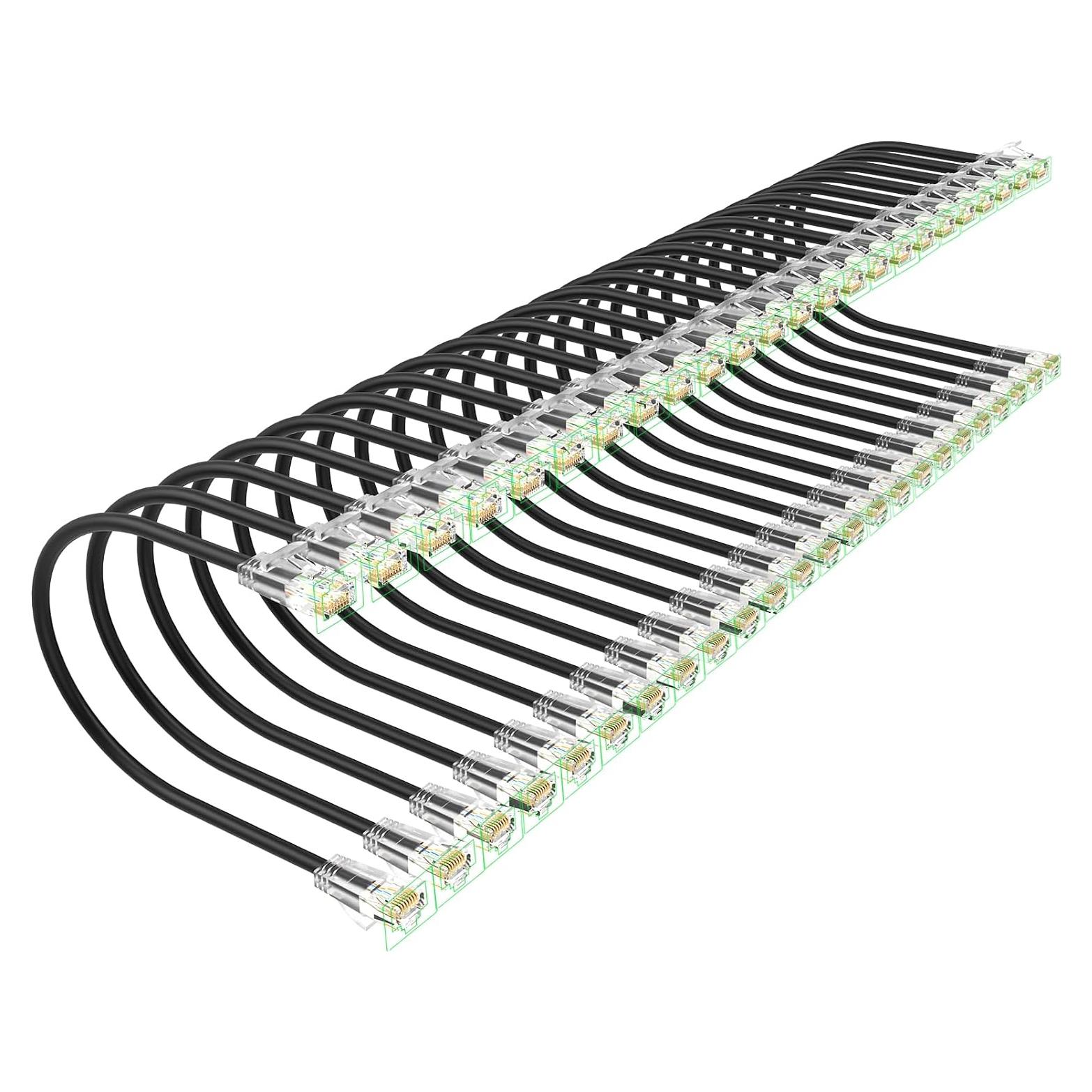 Cables de Parcheo Cat 6a Xcftaud 1 Pie 10Gbps 550MHz Negro 24Pack