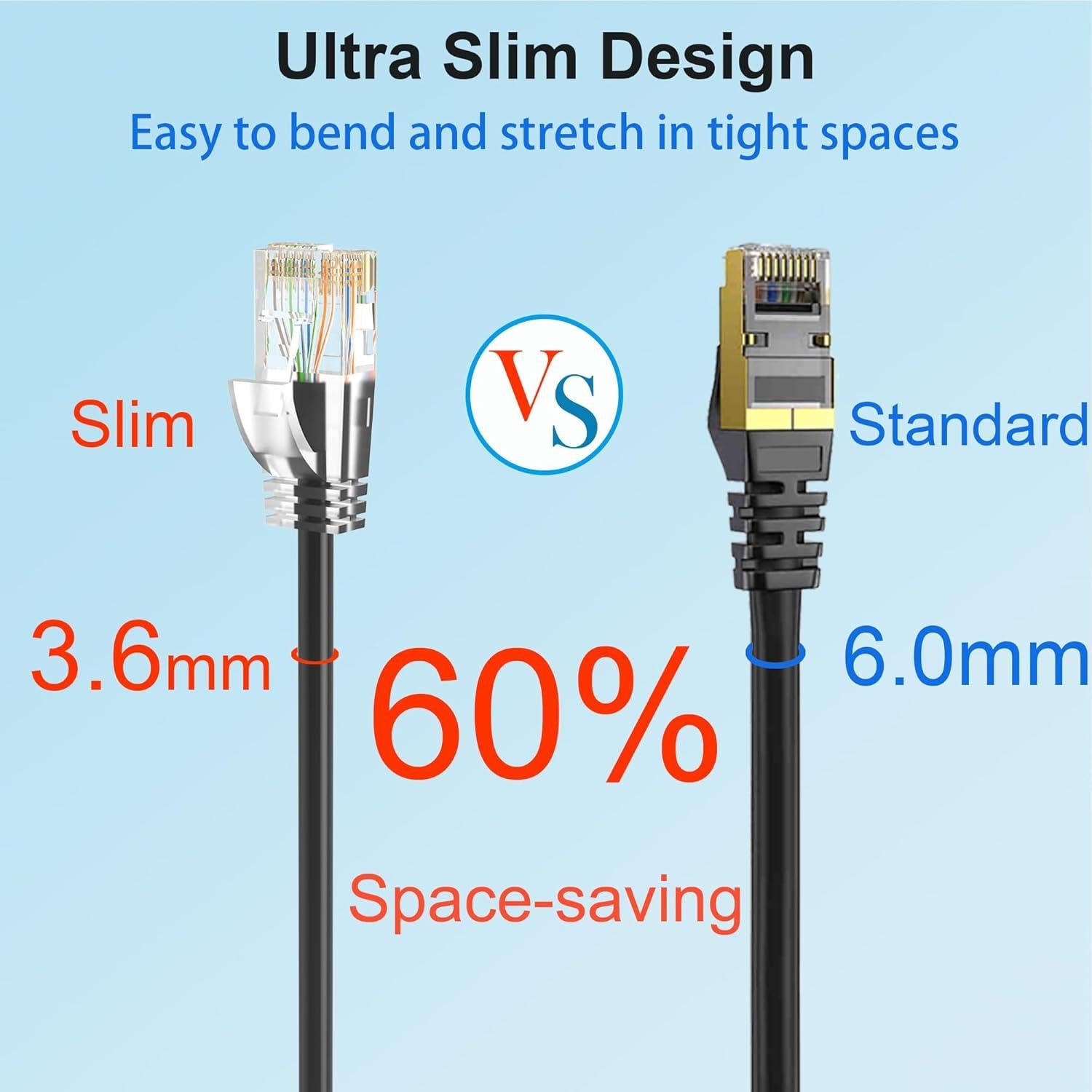 Cables de Parcheo Cat 6a Xcftaud 1 Pie 10Gbps 550MHz Negro 24Pack