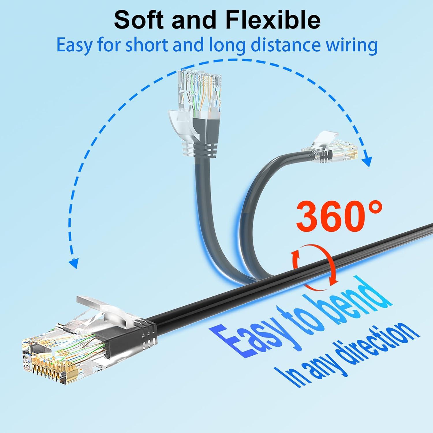 Cables de Parcheo Cat 6a Xcftaud 1 Pie 10Gbps 550MHz Negro 24Pack