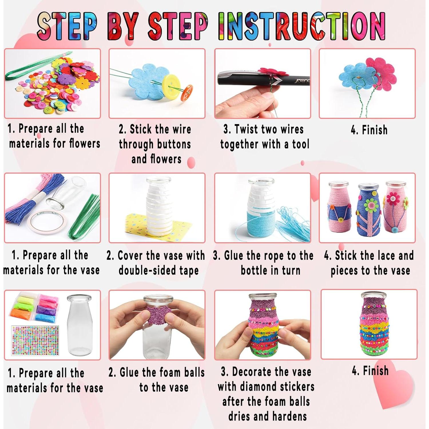 Kit de Manualidades 7July Ramo de Flores DIY para Niñas