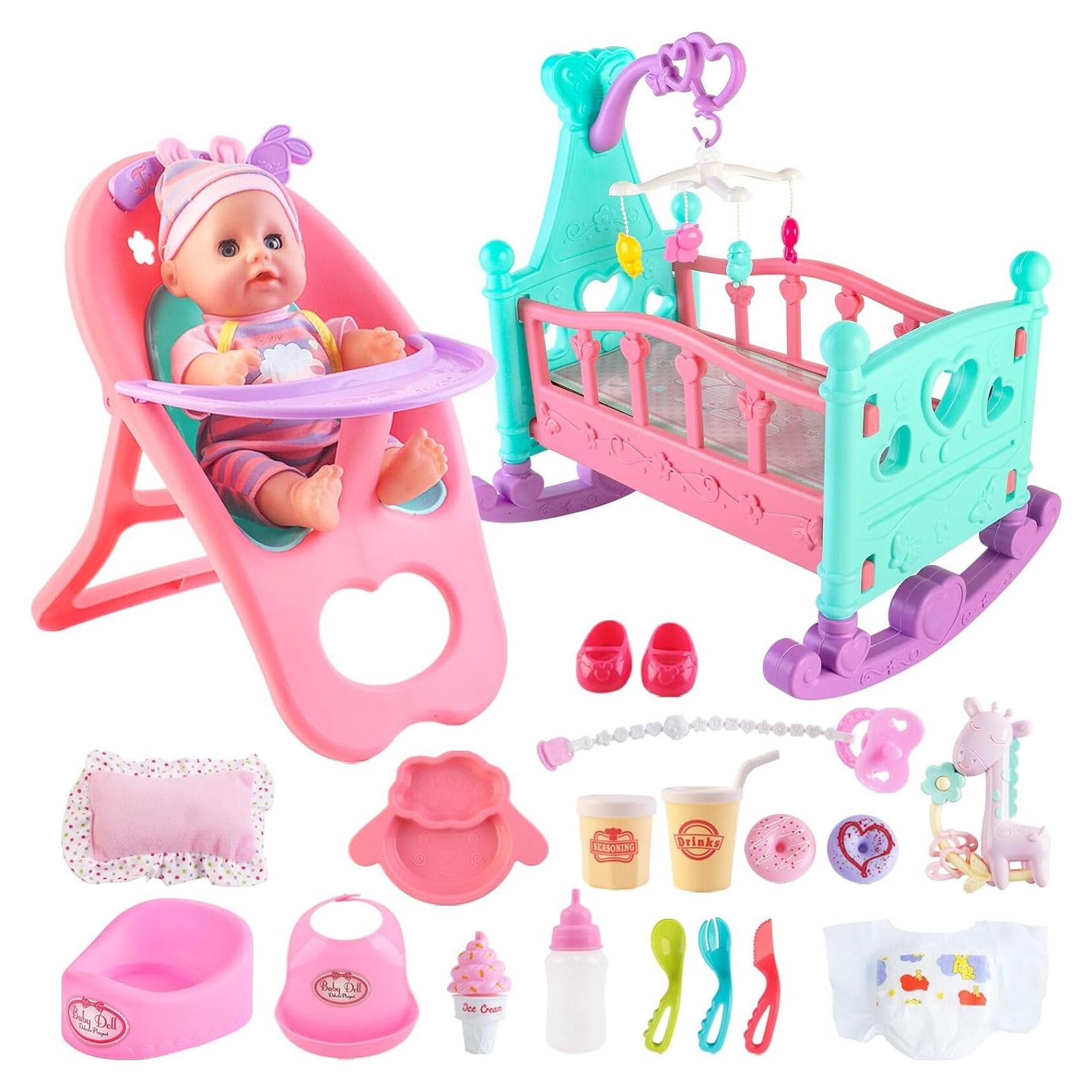 Juego de Muñeca deAO con Cuna y Accesorios 20 Piezas
