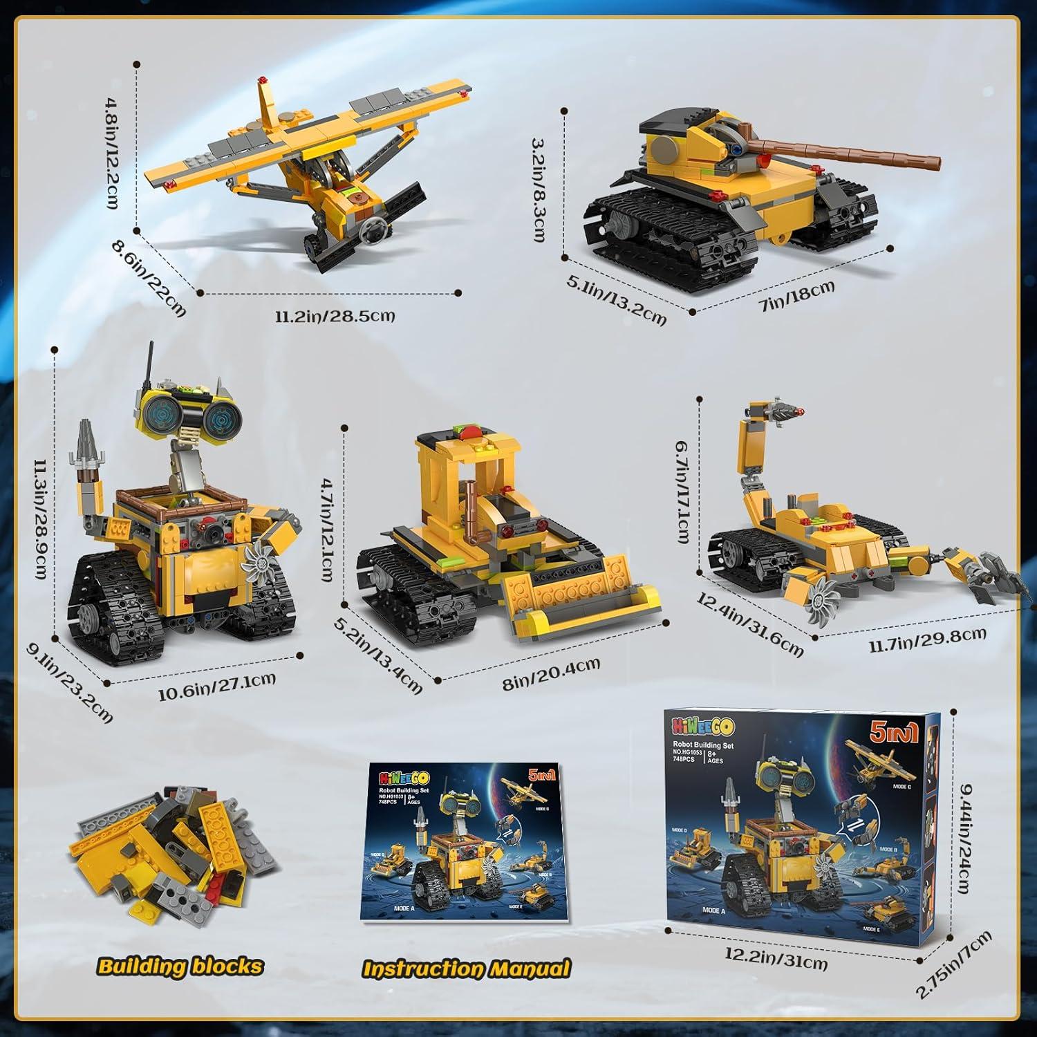 Kit de Construcción de Robots HiWEEGO 5 en 1 - 748 Piezas