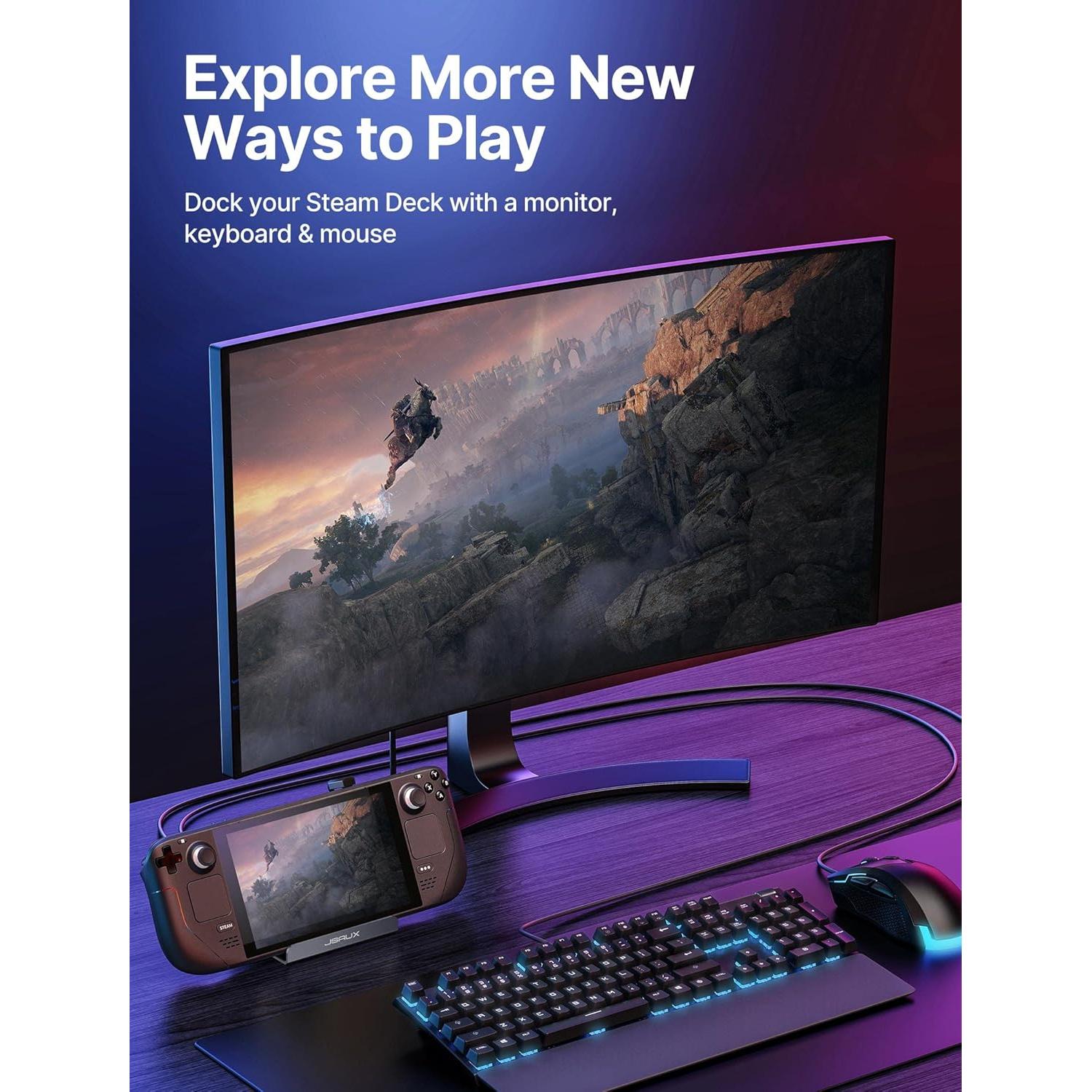 Dock JSAUX 5 en 1 para Steam Deck y ROG Ally 4K 100W