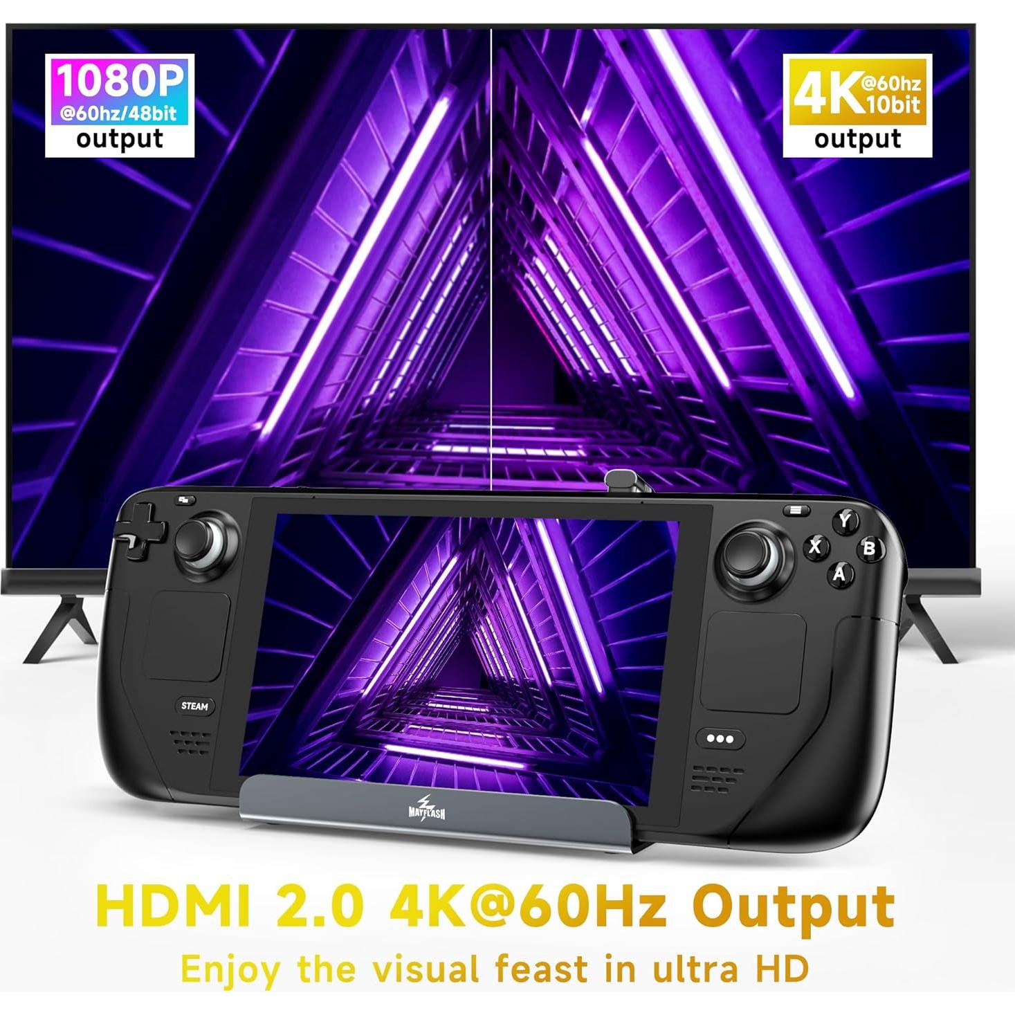 Dock 6-en-1 MAYFLASH para Steam Deck y ROG Ally 4K 60Hz