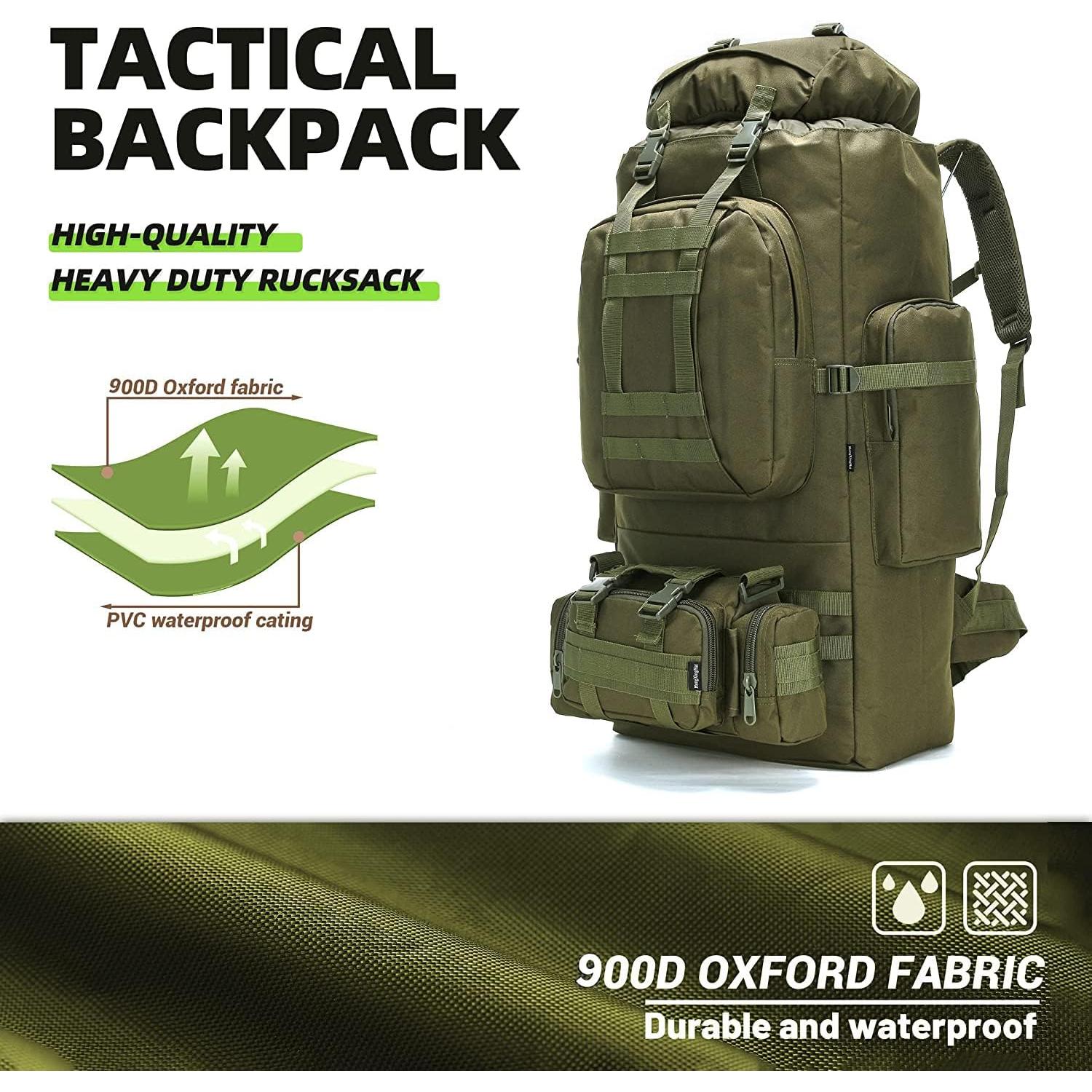 100L Camping Hiking Backpack,Molle military Tactical rucksack backpack,Waterproof Lightweight Hiking Backpack (Army Green)