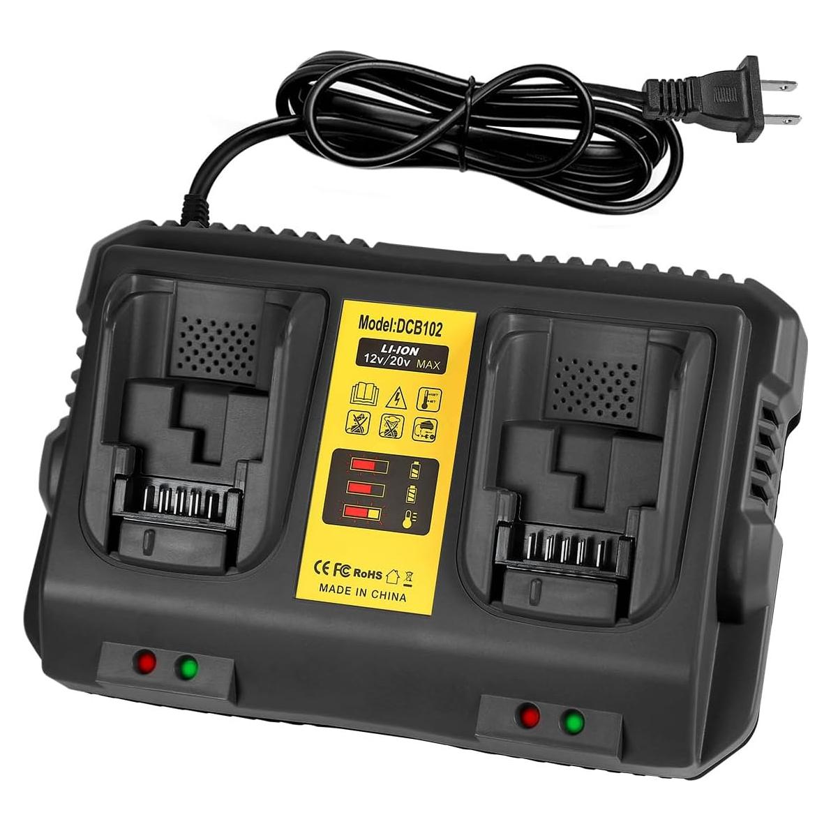 Cargador DCB102 COOMYXIN 20V MAX Doble Puerto para Dewalt