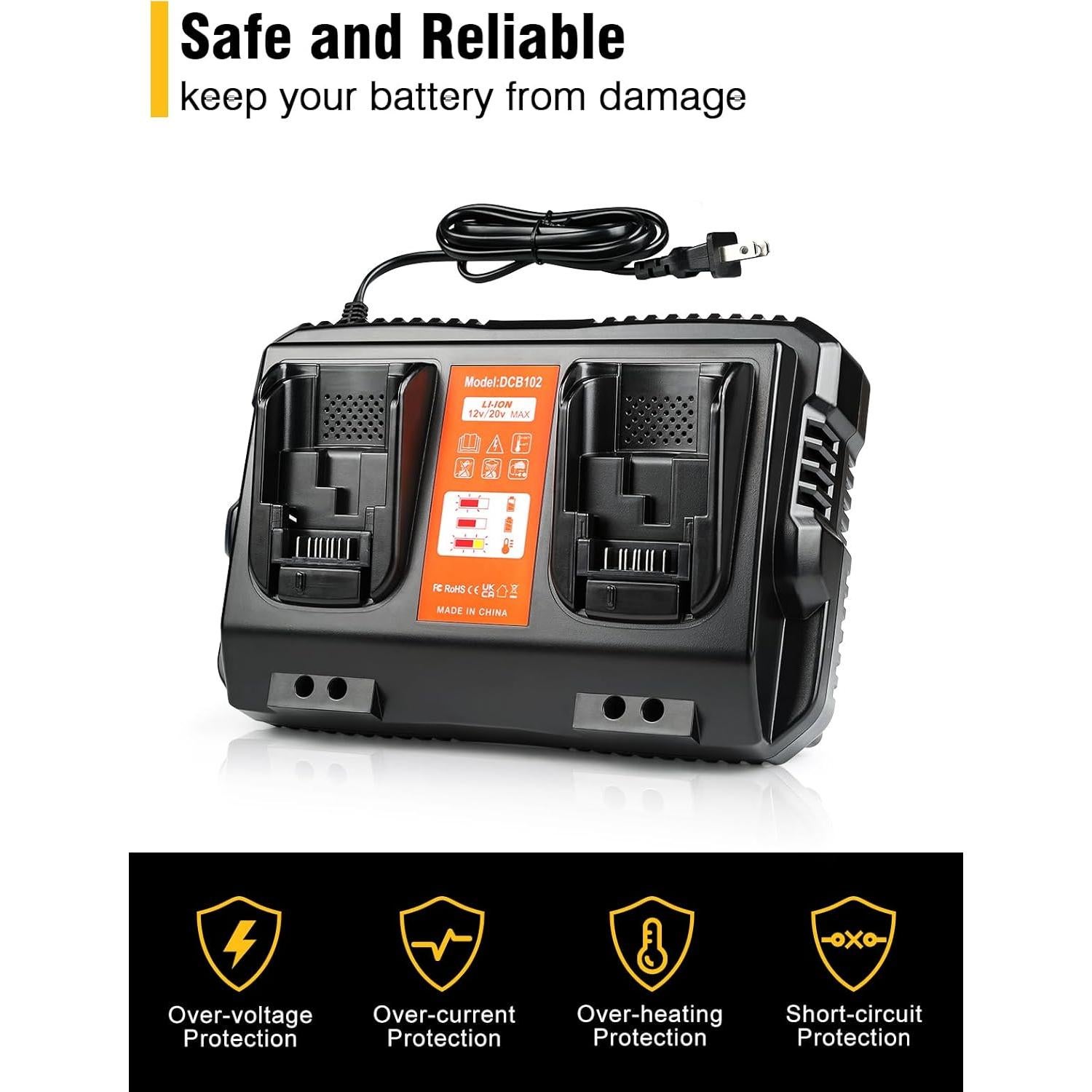 Cargador DCB102 COOMYXIN 20V MAX Doble Puerto para Dewalt