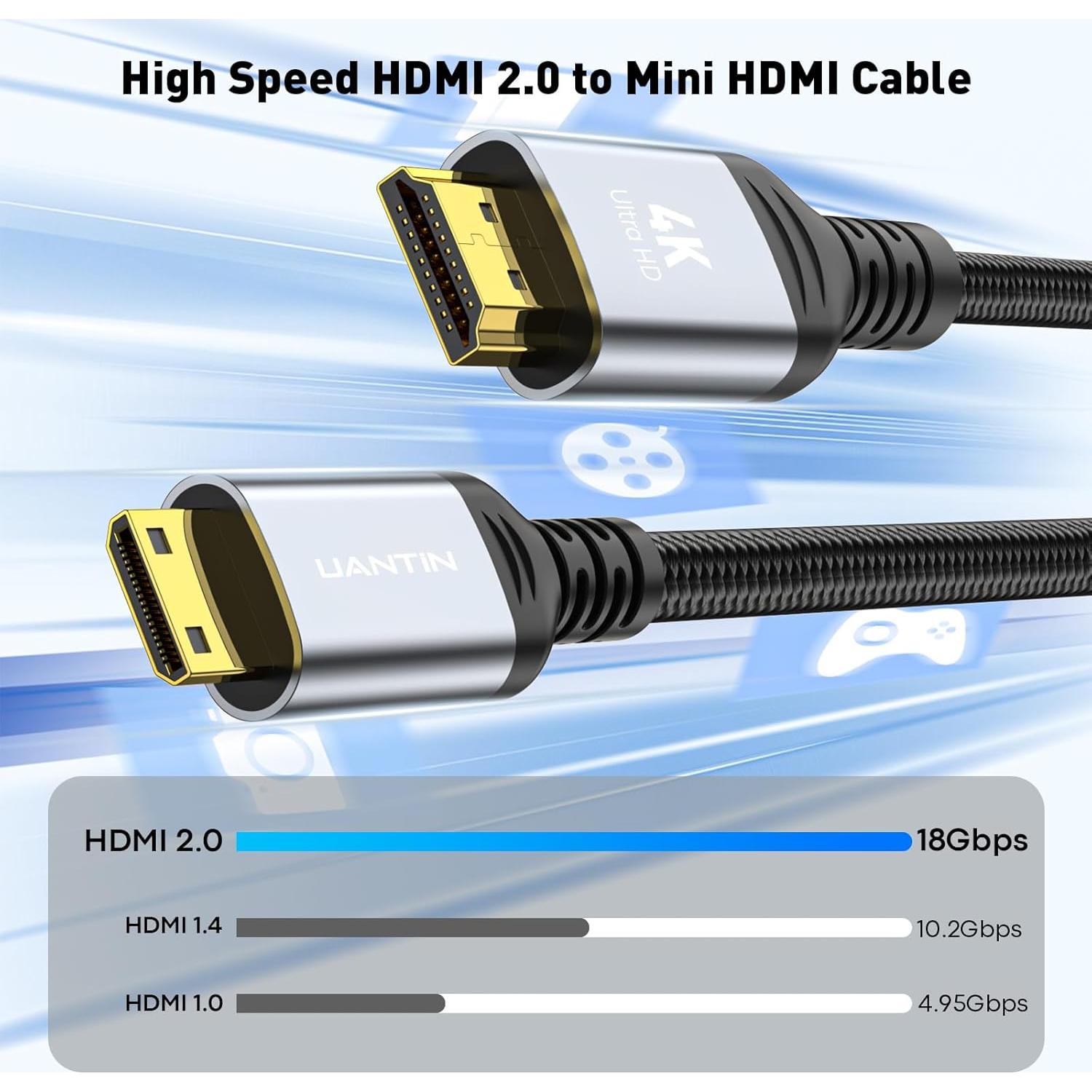 Cable Mini HDMI a HDMI UANTIN 0.91m 4K Ultra HD 60Hz