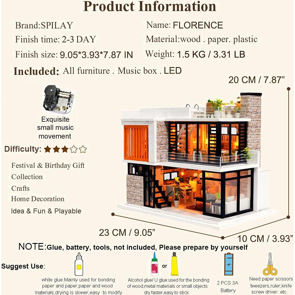 Casa de Muñecas Spilay Florencia DIY con Música 23x10x20cm