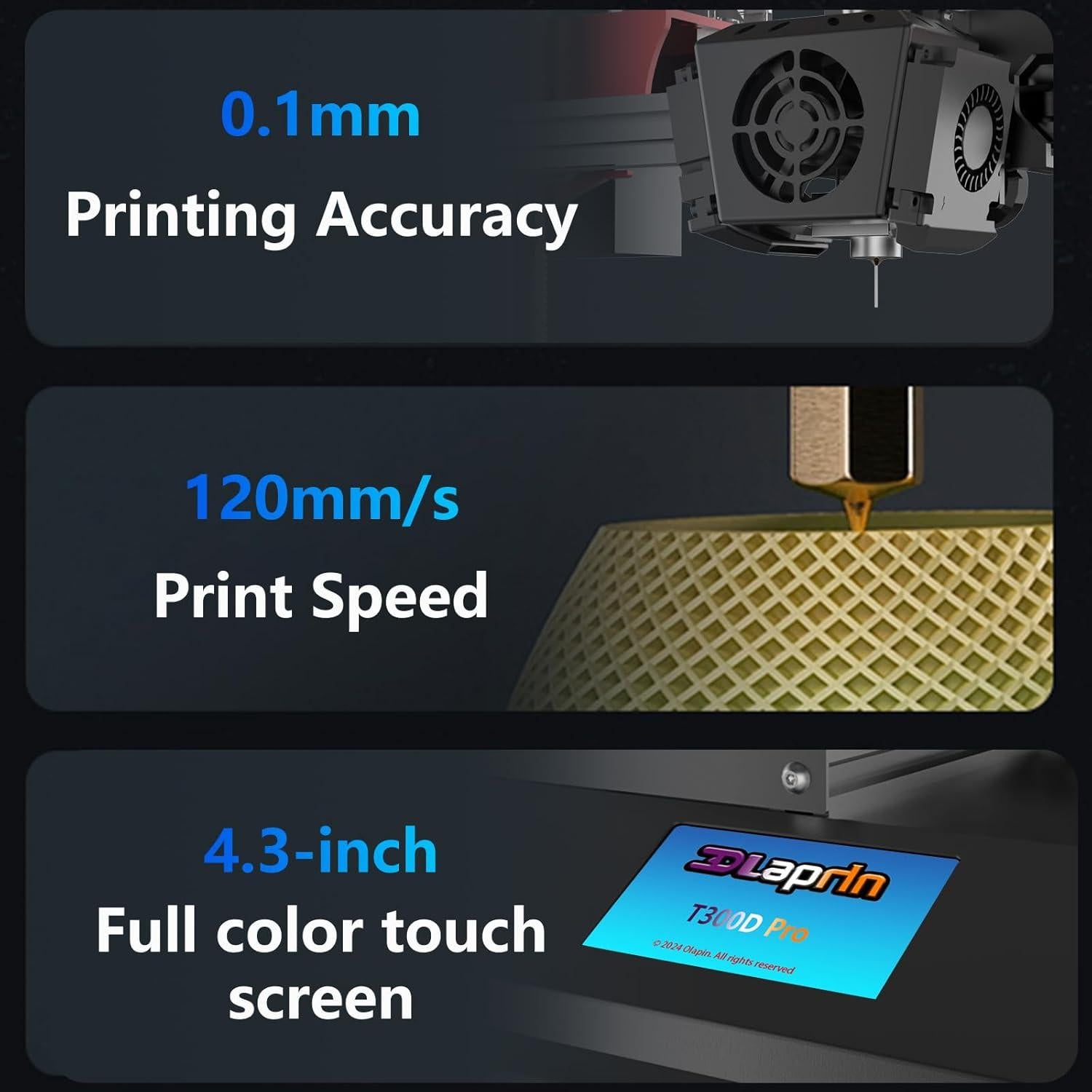 Impresora 3D OLAPRIN T300D Pro 6 Modos 300x300x400mm