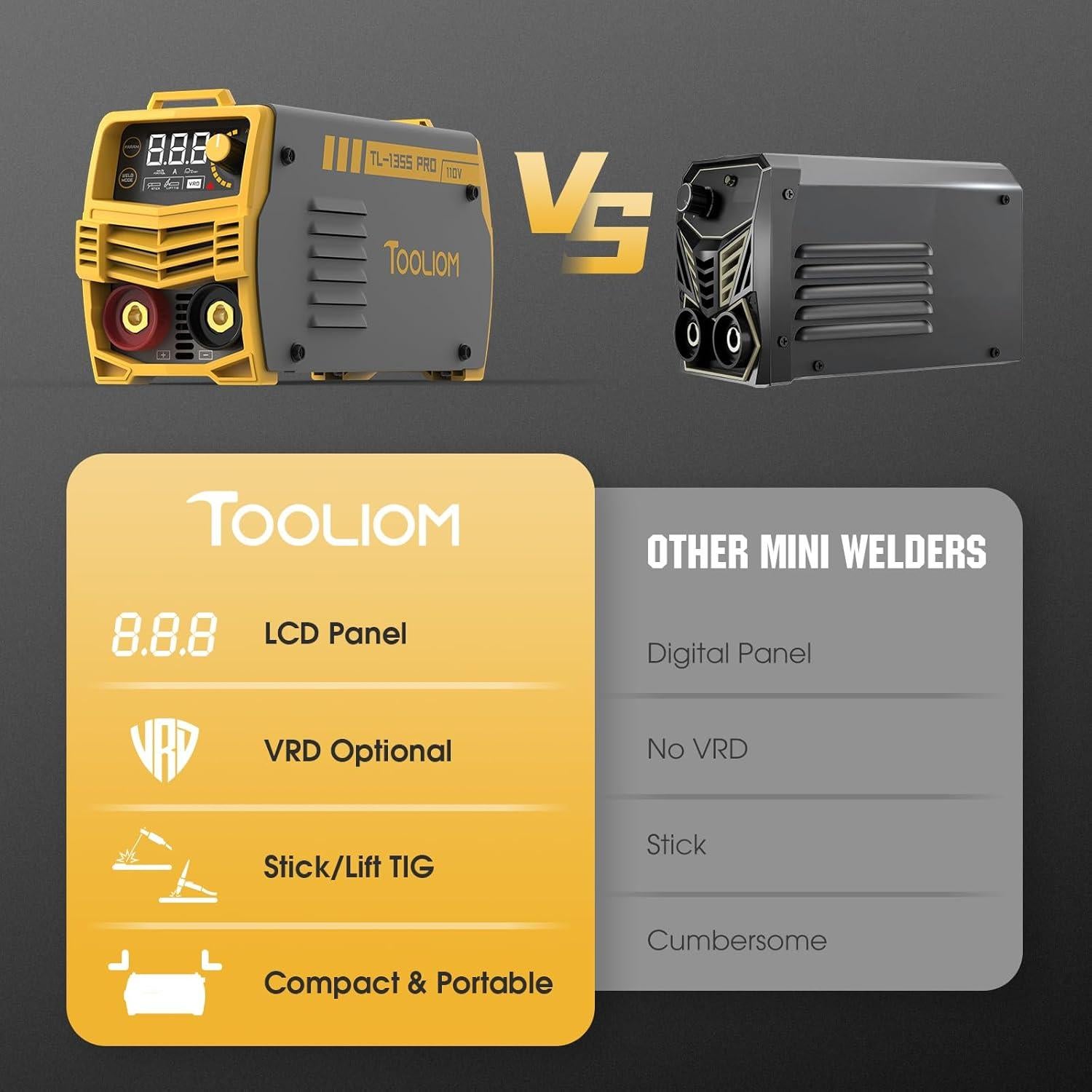 Soldador Inversor TOOLIOM 135A 110V MMA Portátil