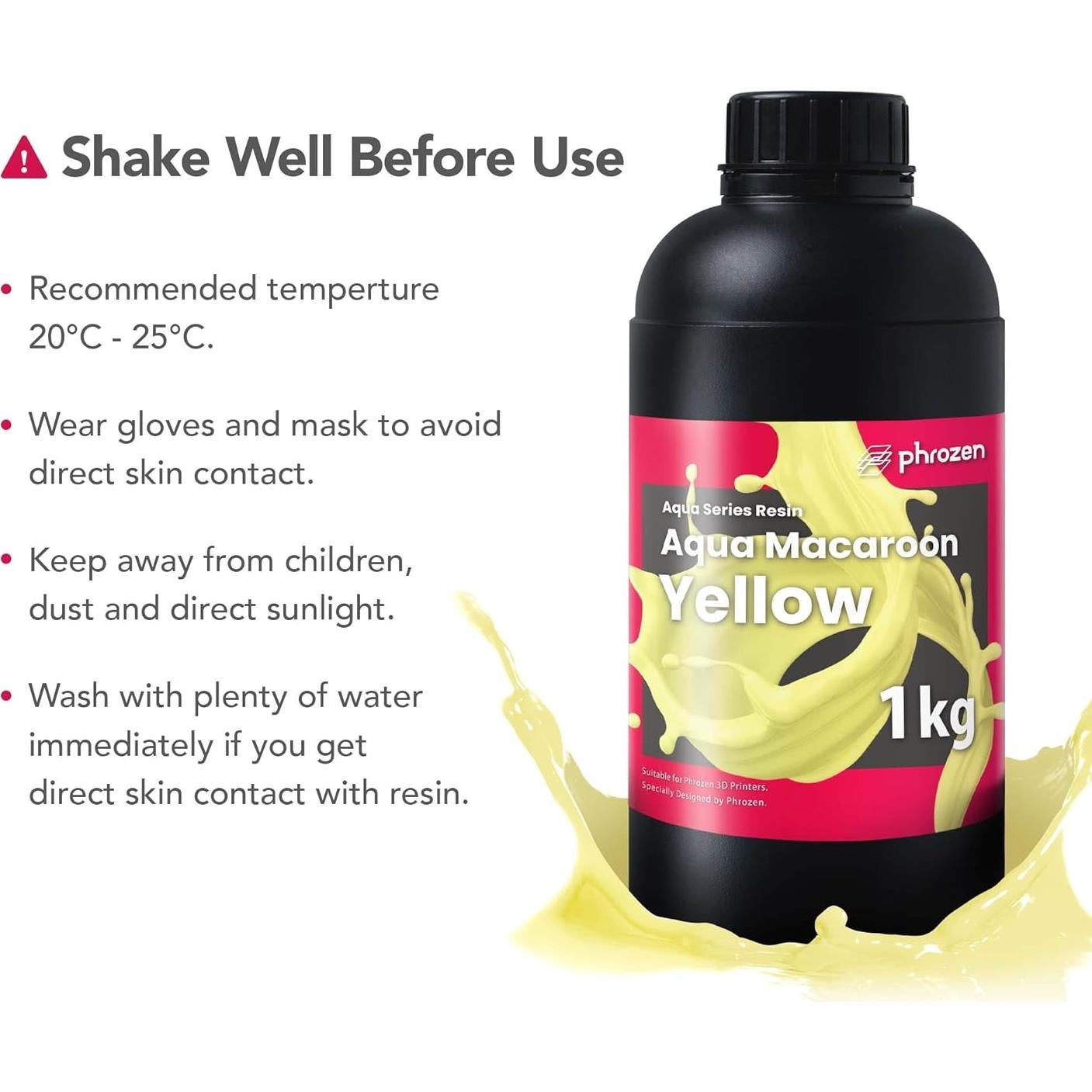 Resina Aqua Phrozen 1KG Amarillo Macarón para Impresión 3D