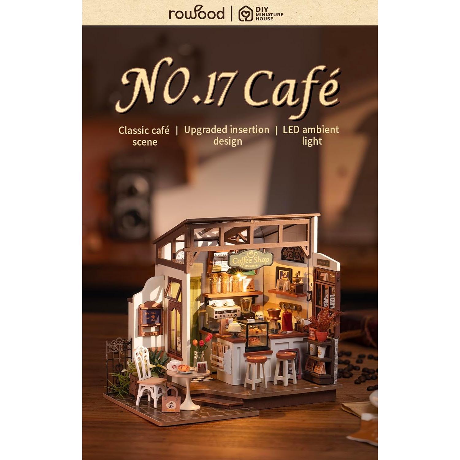 Kit Casa Miniatura RoWood NO.17 Café DIY con LED