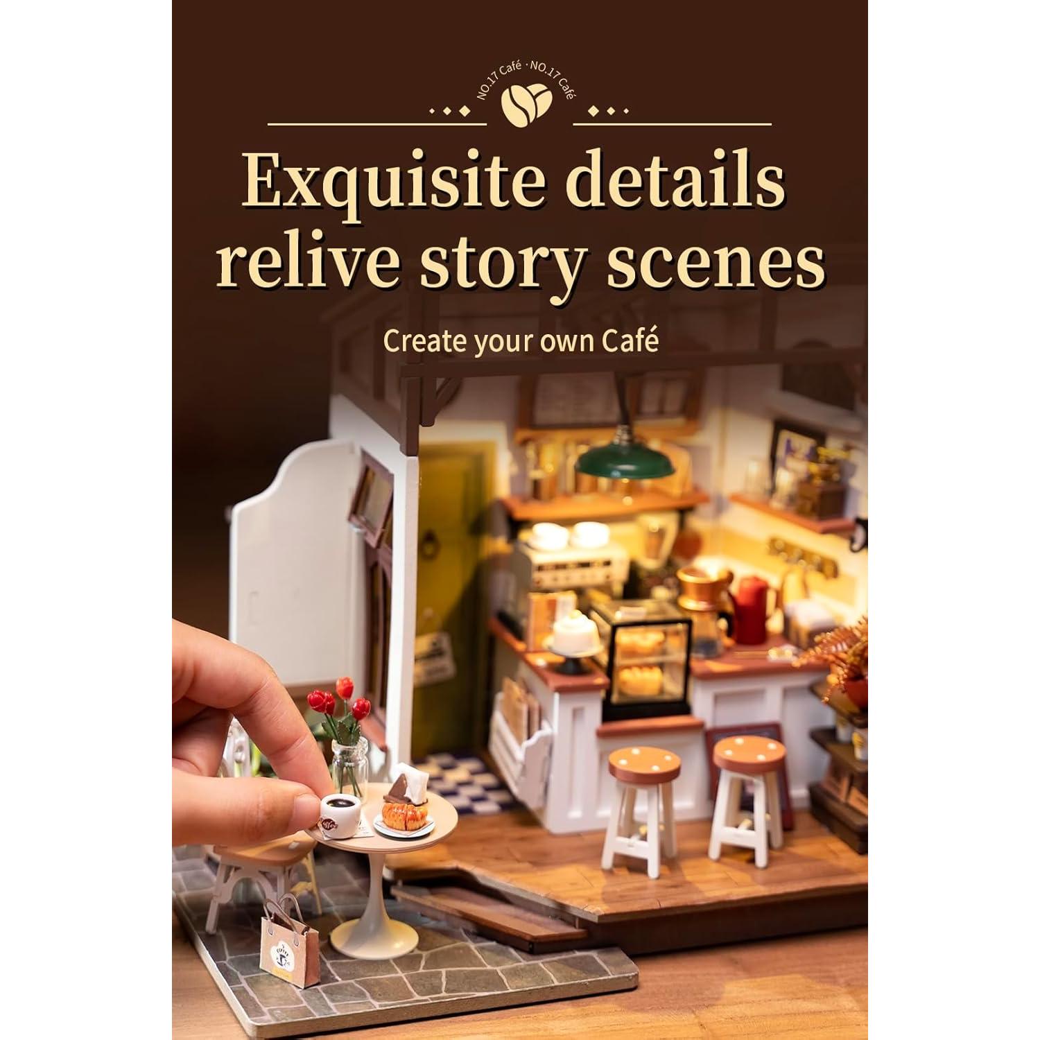 Kit Casa Miniatura RoWood NO.17 Café DIY con LED