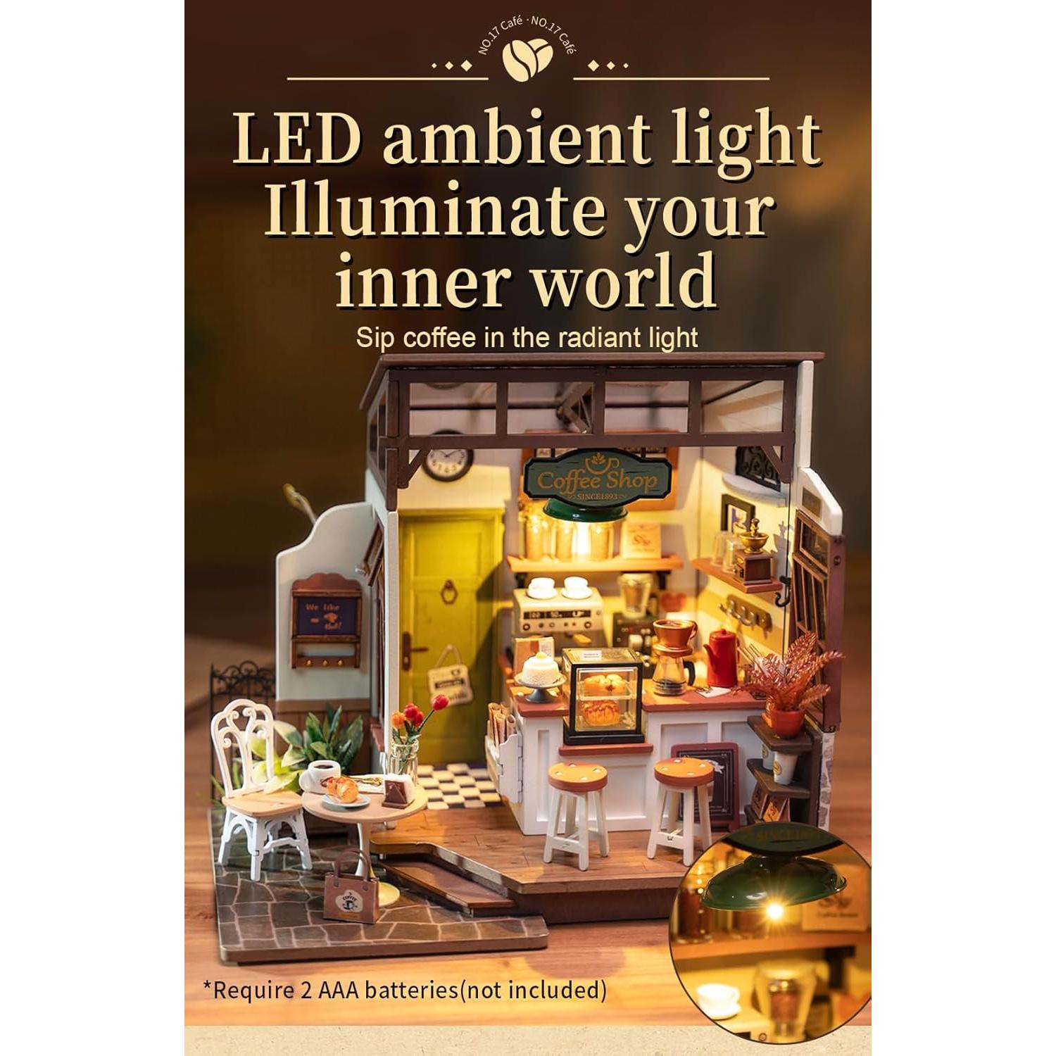 Kit Casa Miniatura RoWood NO.17 Café DIY con LED