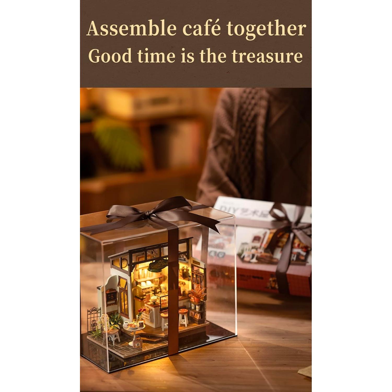 Kit Casa Miniatura RoWood NO.17 Café DIY con LED