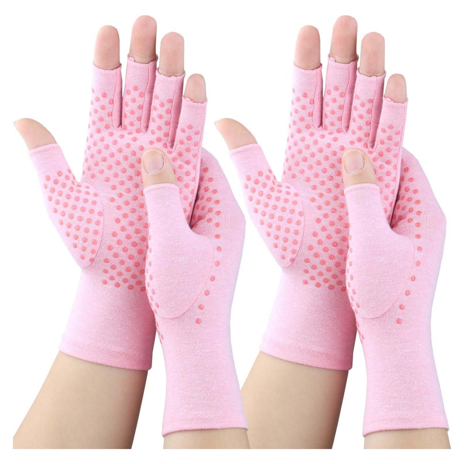 Guantes de Compresión Tiny Chou para Artritis - 2 Pares Rosa