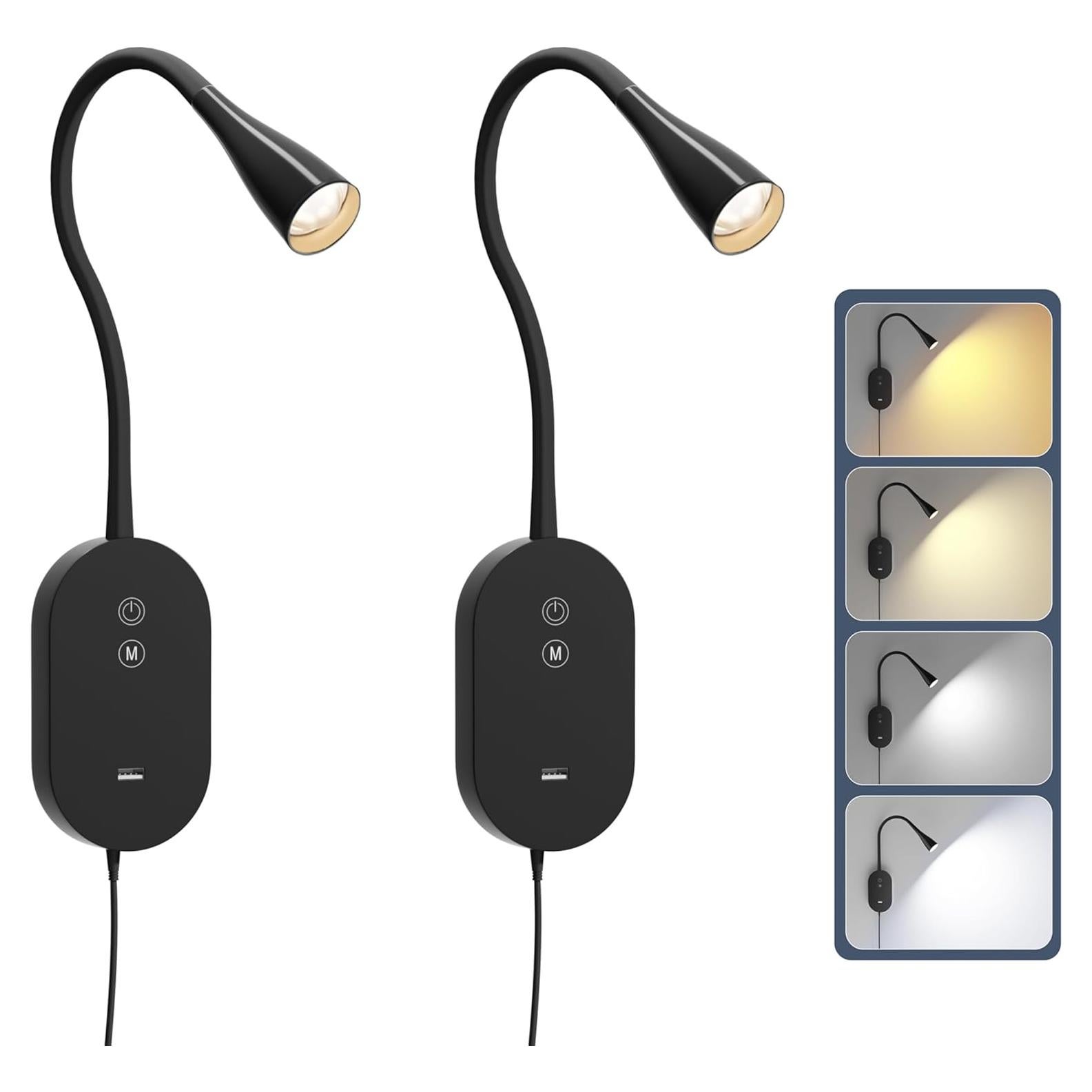 Lámpara de Lectura Montada en Pared TOPMB 4 Modos de Color