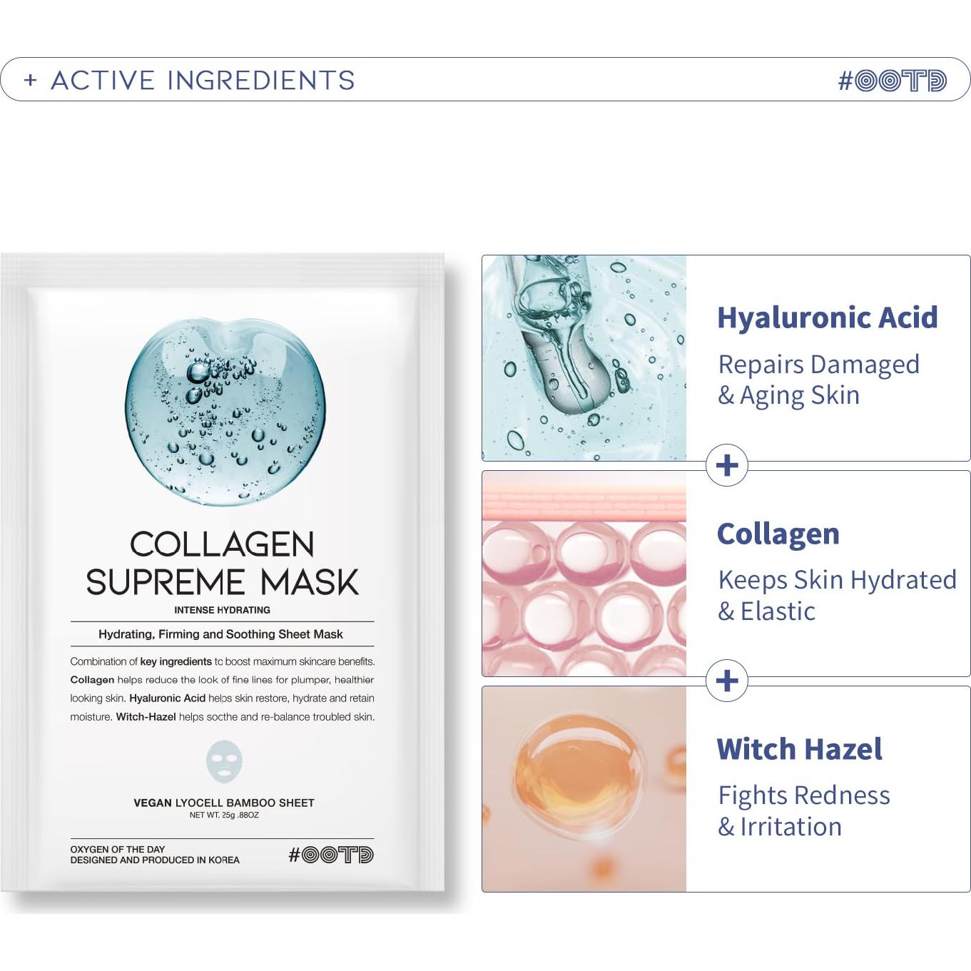 Mascarillas de Tela Colágeno OOTD 10 Piezas Hidratantes