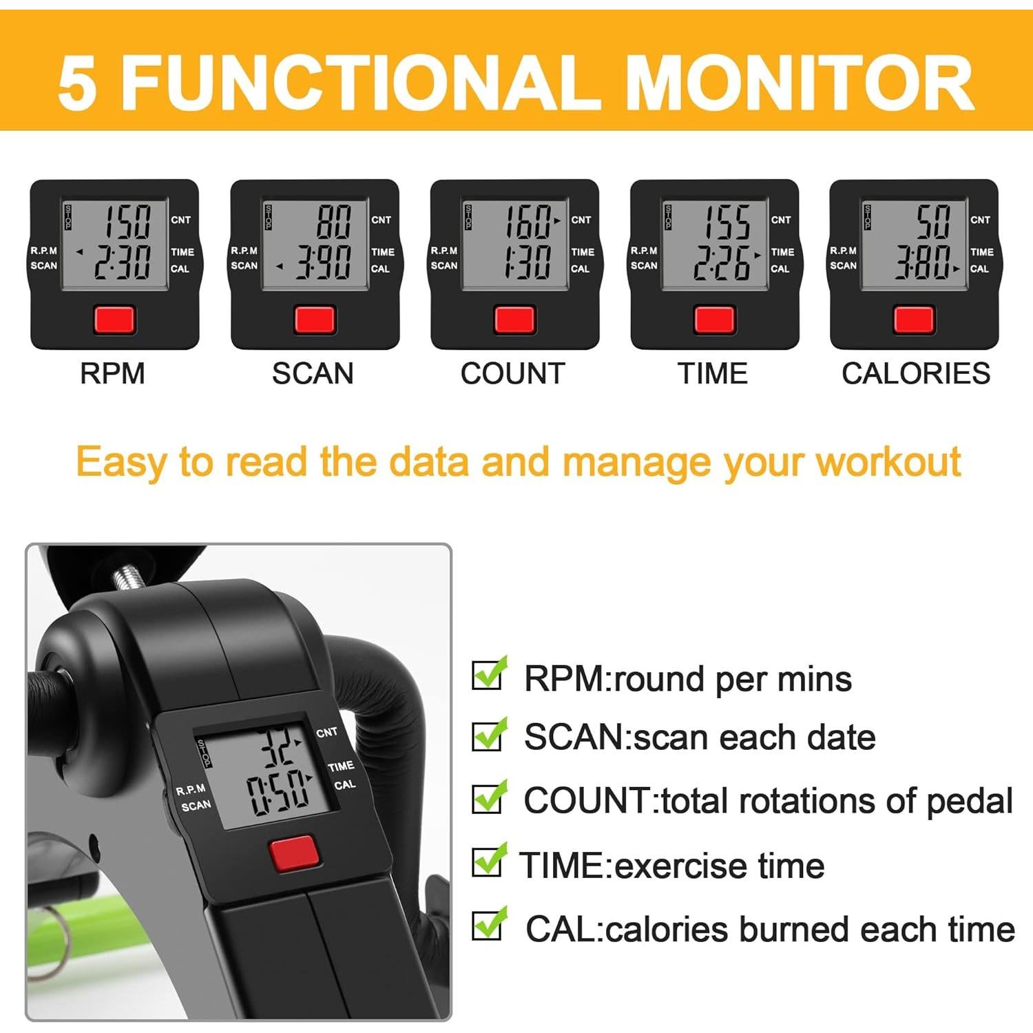 Mini Bicicleta de Ejercicio MOMODA Plegable con Monitor LCD