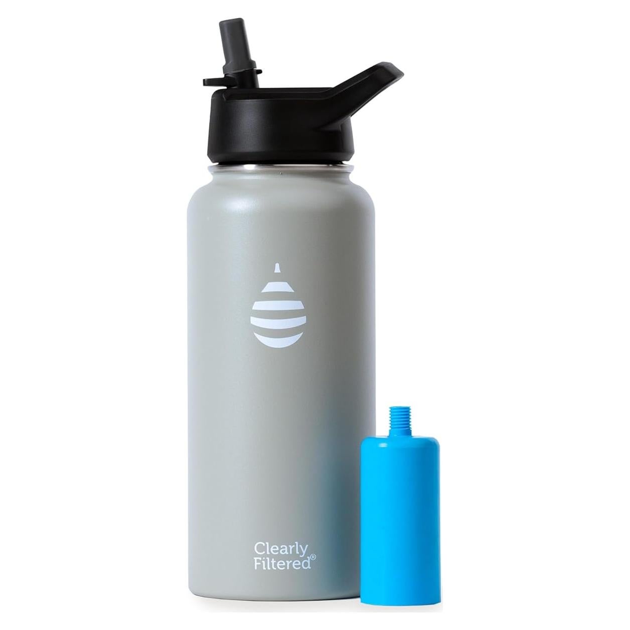 Botella de Agua Filtrada Clearly Filtered 1L Acero Inoxidable Gris