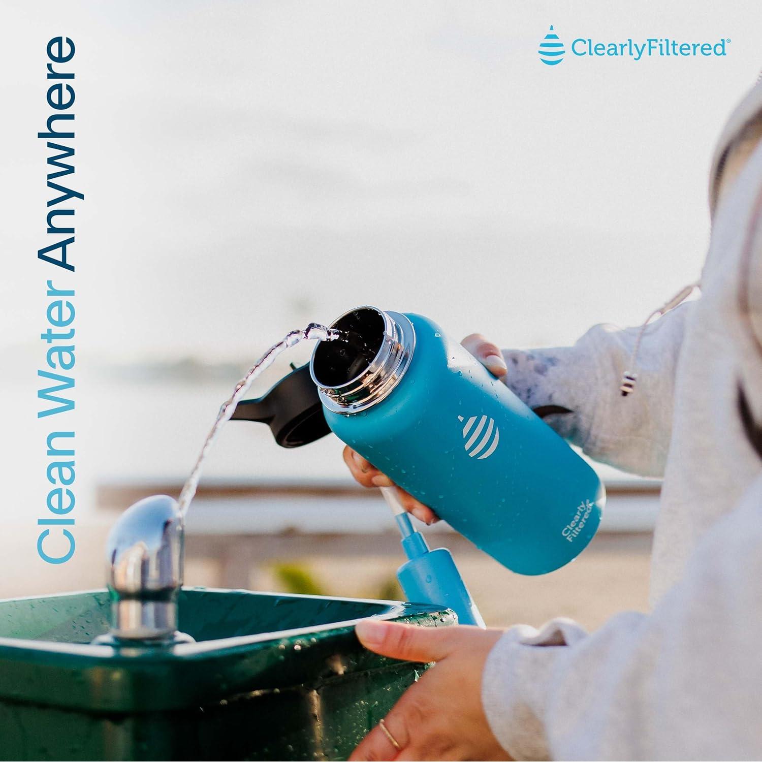 Botella de Agua Filtrada Clearly Filtered 1L Acero Inoxidable Gris