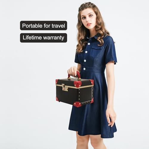 Estuche de Maquillaje Vintage Urecity Negro con Rojo 32.9x22cm