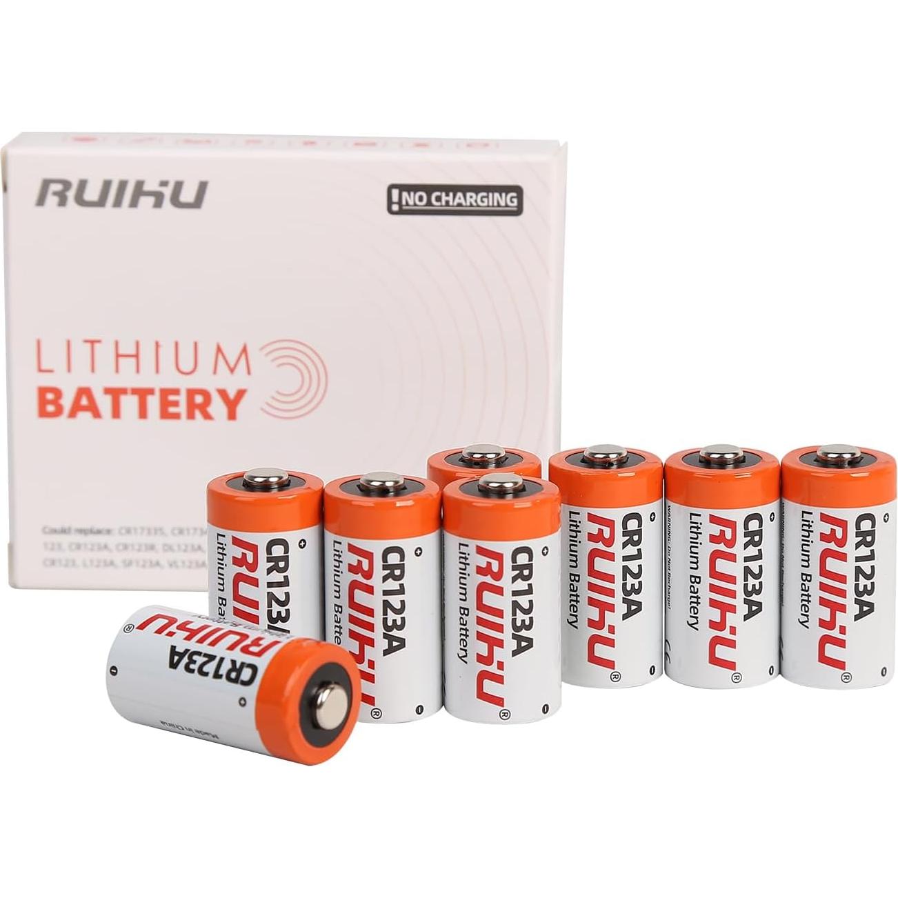 Baterías de Litio CR123A RUIHU Paquete de 10 1500mAh 3V