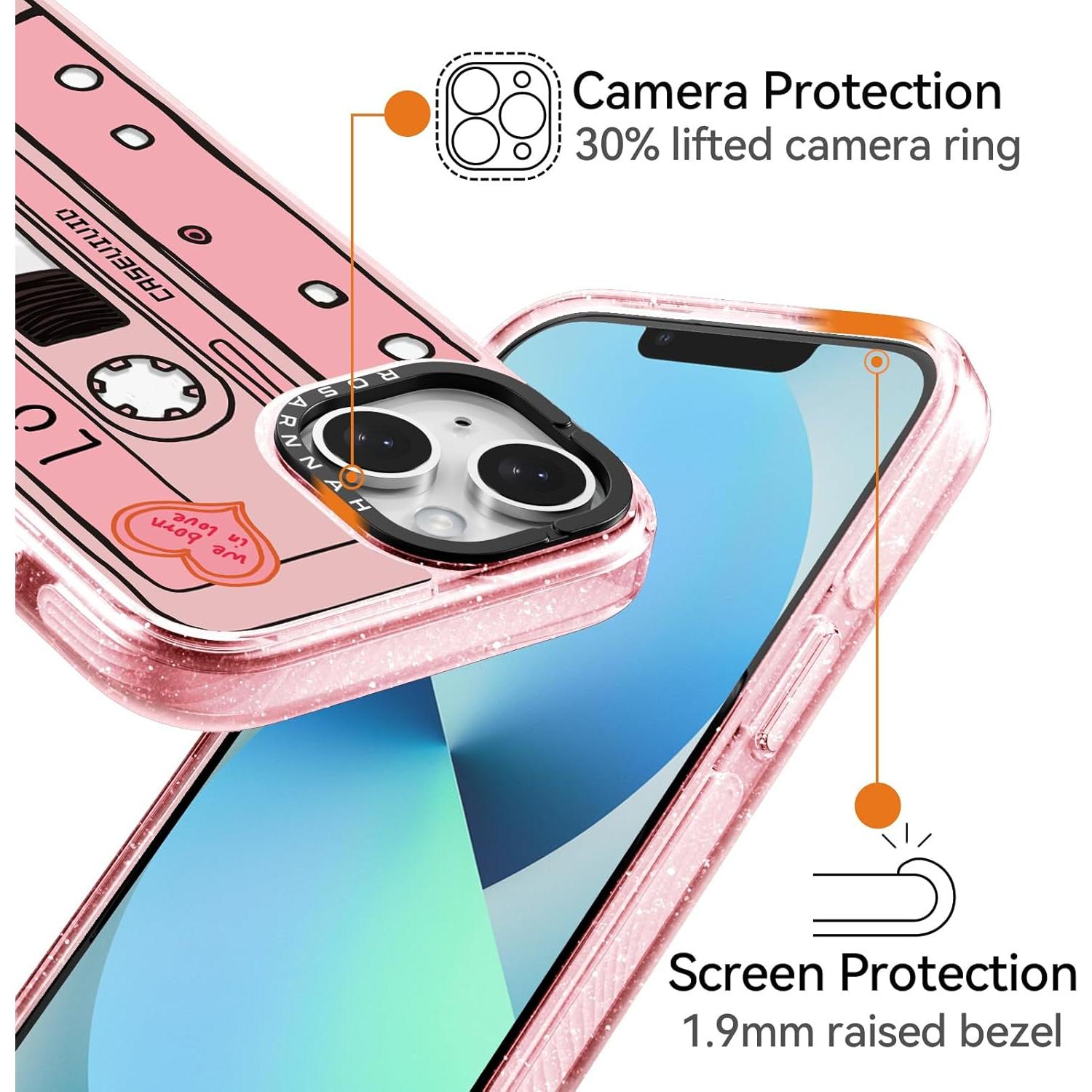 Funda para iPhone 13 Rosarnnah Cinta de Casete Resistente