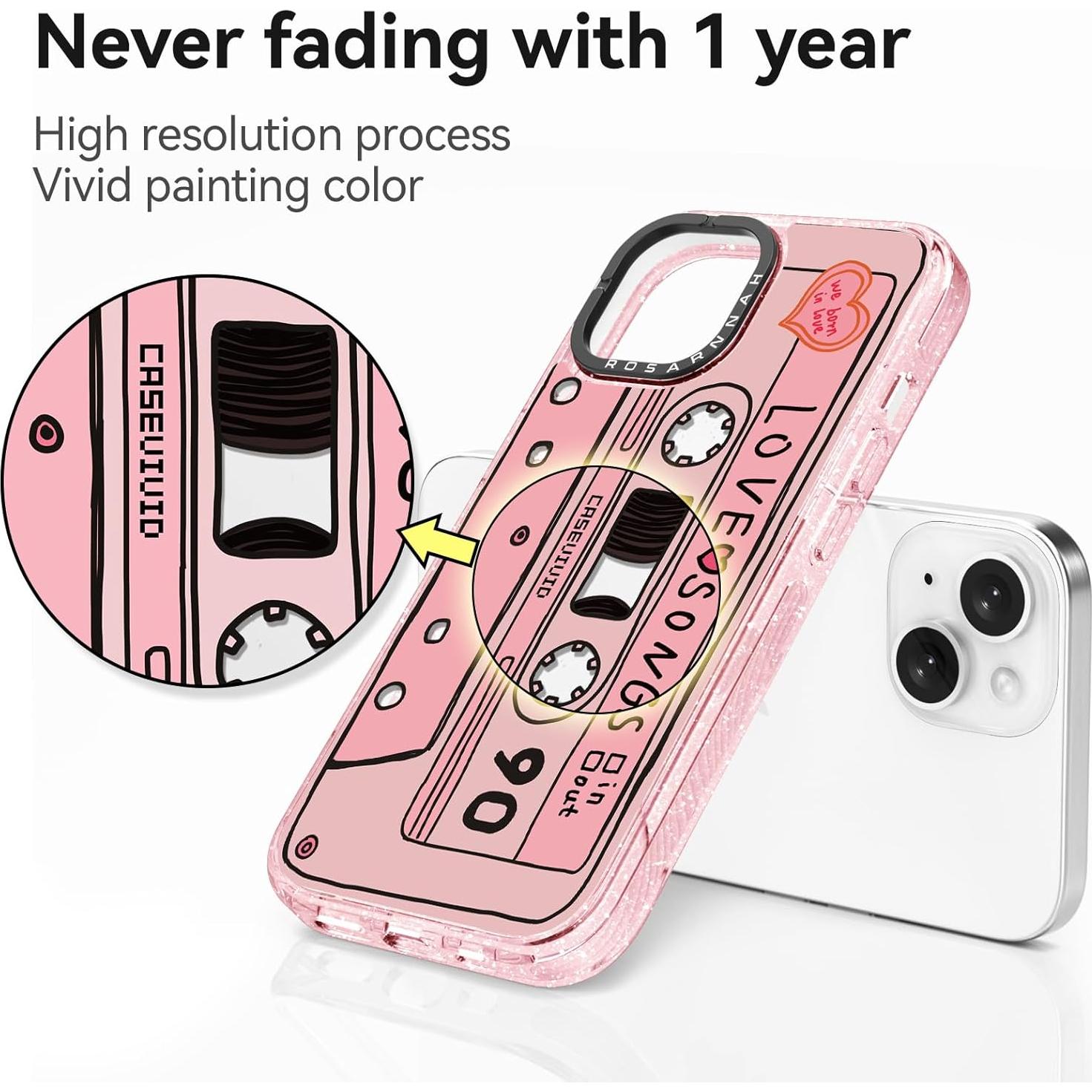 Funda para iPhone 13 Rosarnnah Cinta de Casete Resistente